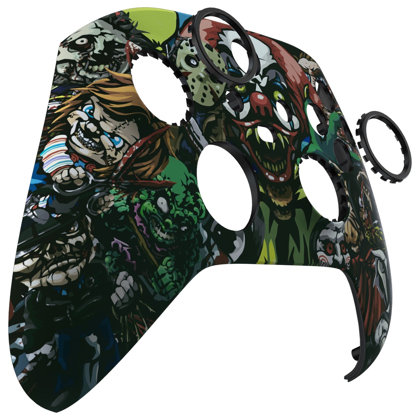 eXtremeRate Retail Scary Party ASR Version Front Housing Shell with Accent Rings for Xbox Series X/S Controller, Custom Soft Touch Cover Faceplate for Xbox Core Controller Model 1914 - Controller NOT Included - YX3T104