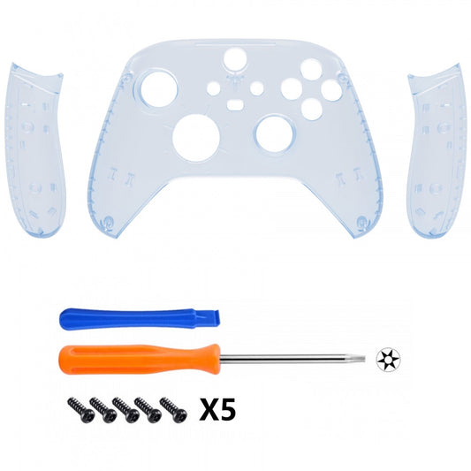eXtremeRate Retail Soft Touch Clear Glacier Blue Replacement Handles Shell for Xbox Series X Controller, Custom Side Rails Panels Front Housing Shell Faceplate for Xbox Series S Controller - Controller NOT Included - ZX3M506