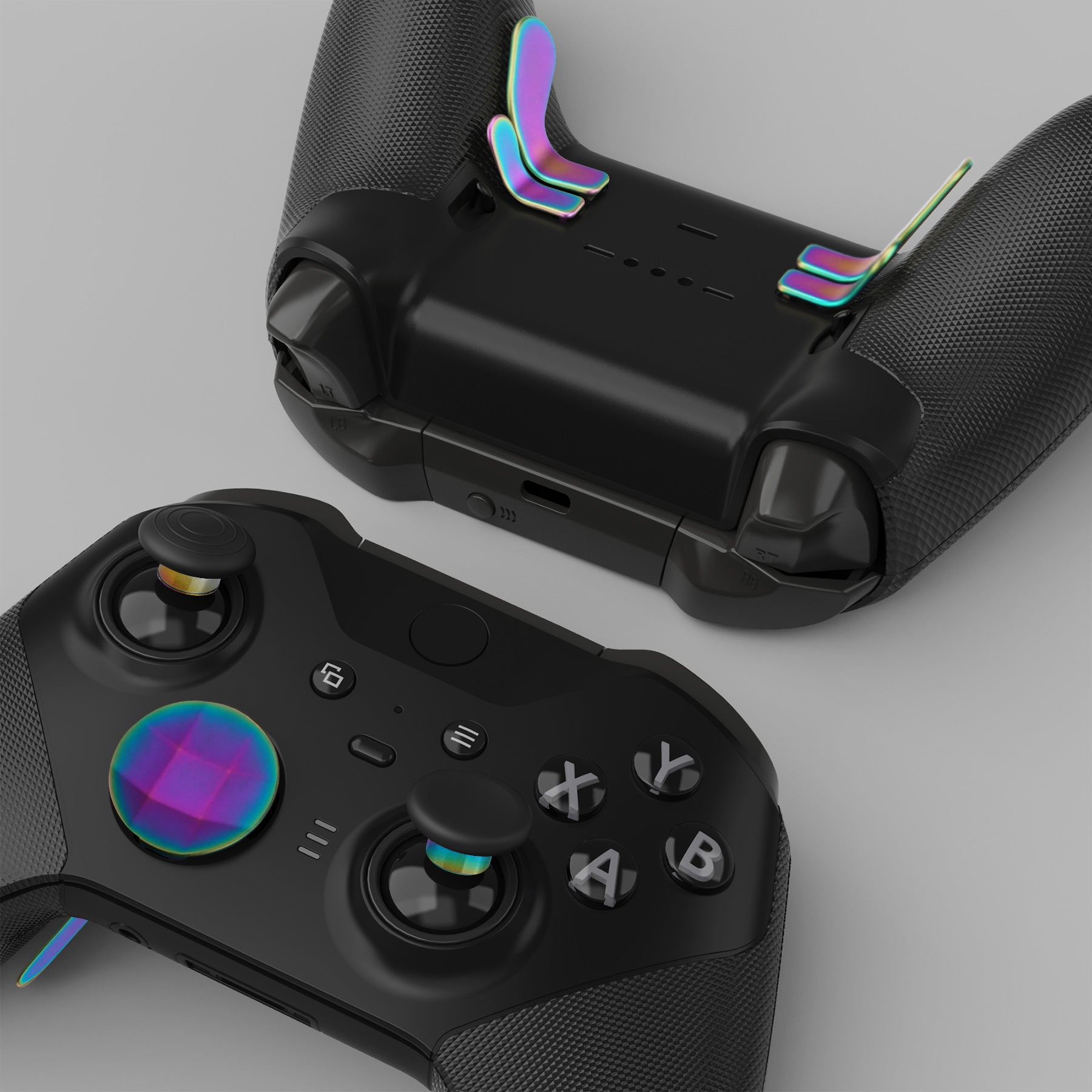 13 in 1 Component Pack Kit Replacement Metal Thumbsticks & D-Pads & Paddles for Xbox Elite Series 2 & Elite 2 Core Controller (Model 1797) - Metallic Rainbow Aura Blue & Purple eXtremeRate