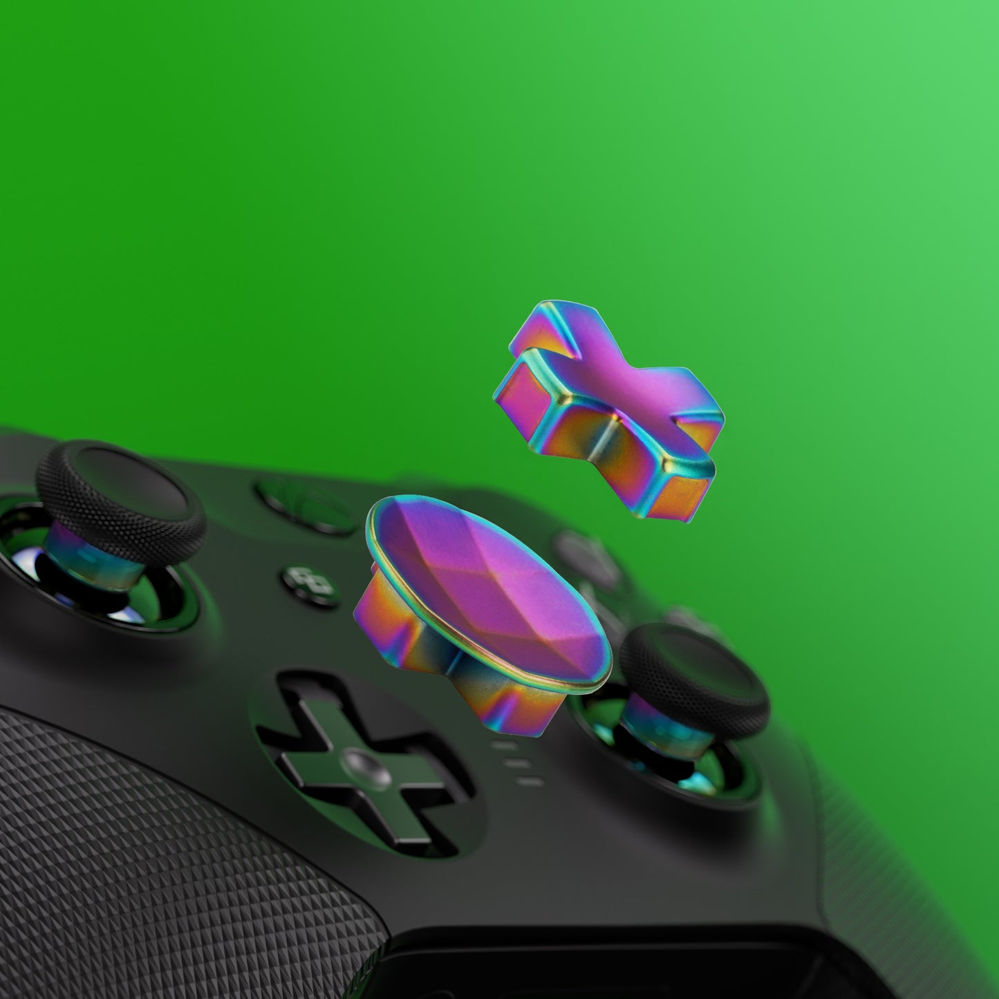 13 in 1 Component Pack Kit Replacement Metal Thumbsticks & D-Pads & Paddles for Xbox Elite Series 2 & Elite 2 Core Controller (Model 1797) - Metallic Rainbow Aura Blue & Purple eXtremeRate