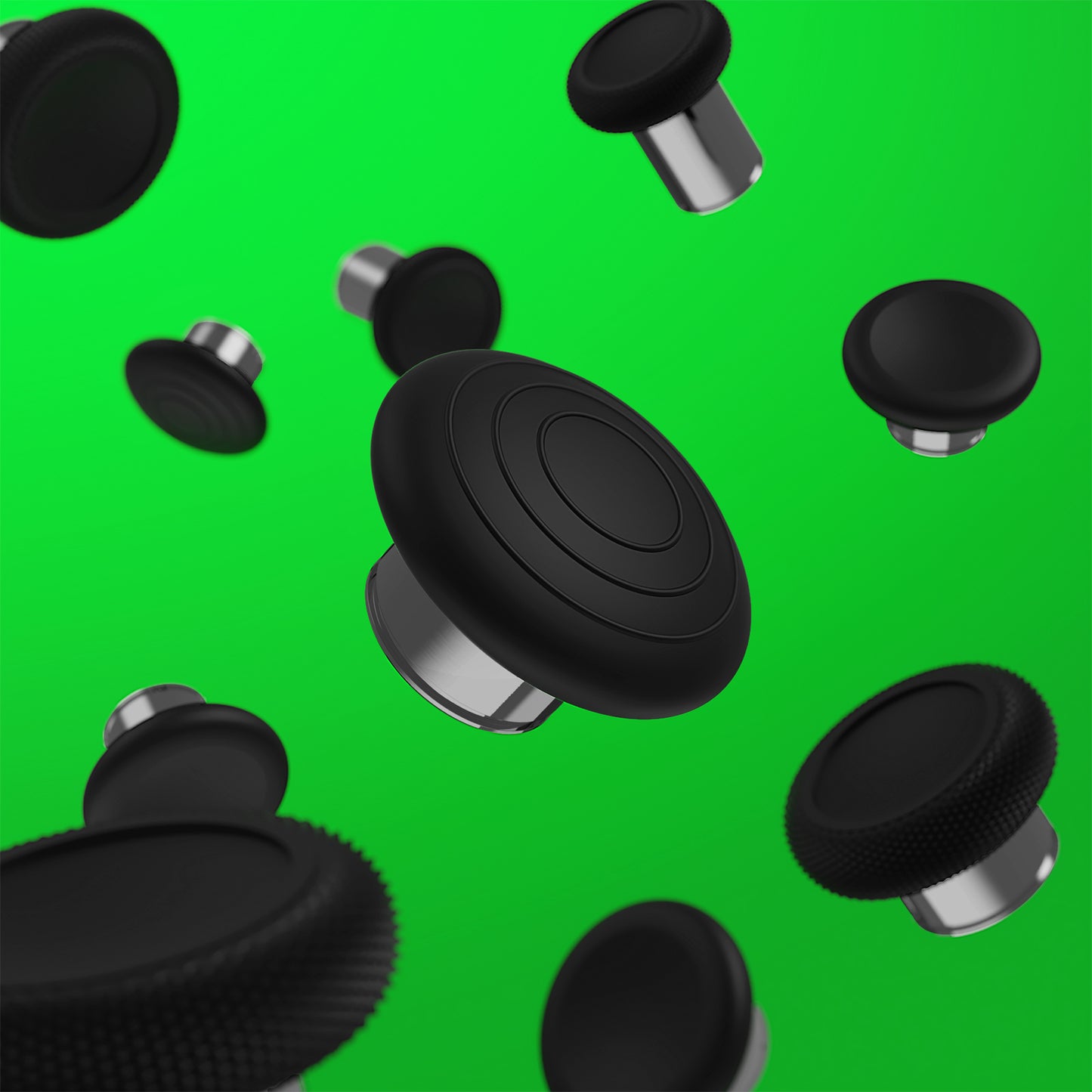 6 in 1 Metal Replacement Thumbsticks for Xbox Elite Series 2 & Elite 2 Core Controller (Model 1797) - Black & Metallic Silver eXtremeRate