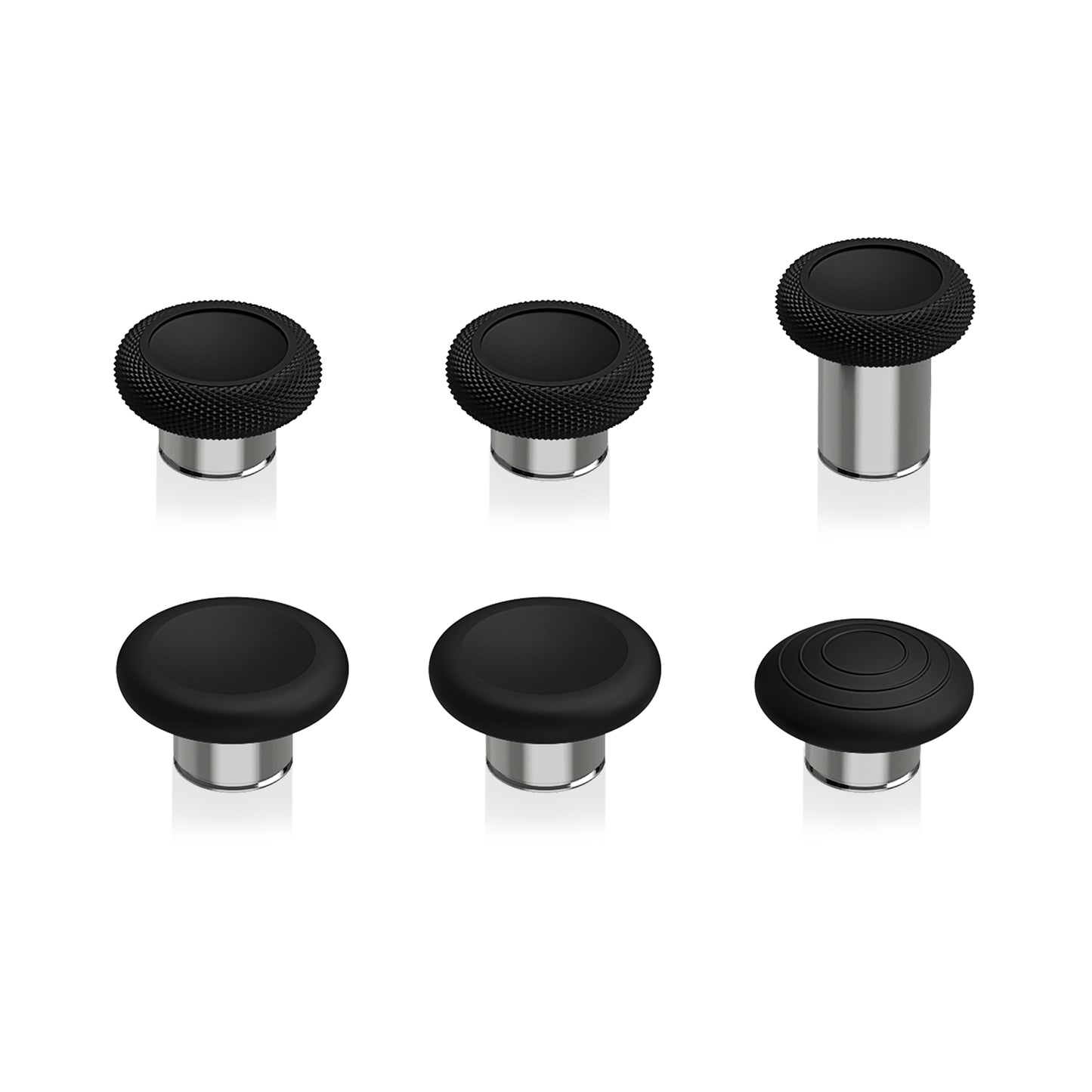 6 in 1 Metal Replacement Thumbsticks for Xbox Elite Series 2 & Elite 2 Core Controller (Model 1797) - Black & Metallic Silver eXtremeRate