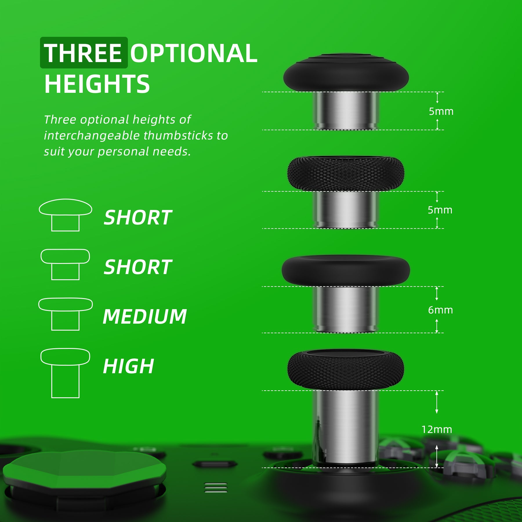 6 in 1 Metal Replacement Thumbsticks for Xbox Elite Series 2 & Elite 2 Core Controller (Model 1797) - Black & Metallic Silver eXtremeRate