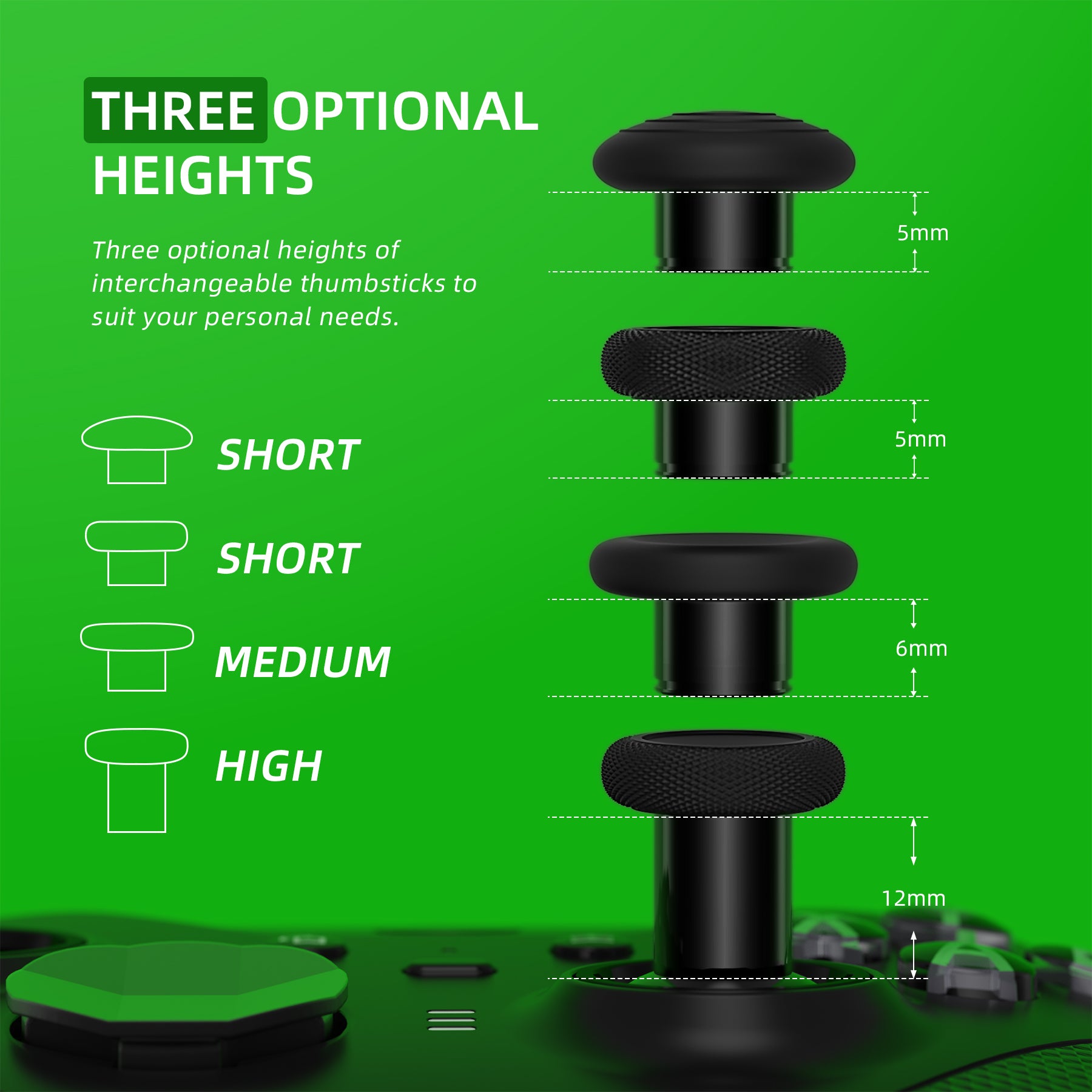 6 in 1 Metal Replacement Thumbsticks for Xbox Elite Series 2 & Elite 2 Core Controller (Model 1797) - Metallic Black eXtremeRate