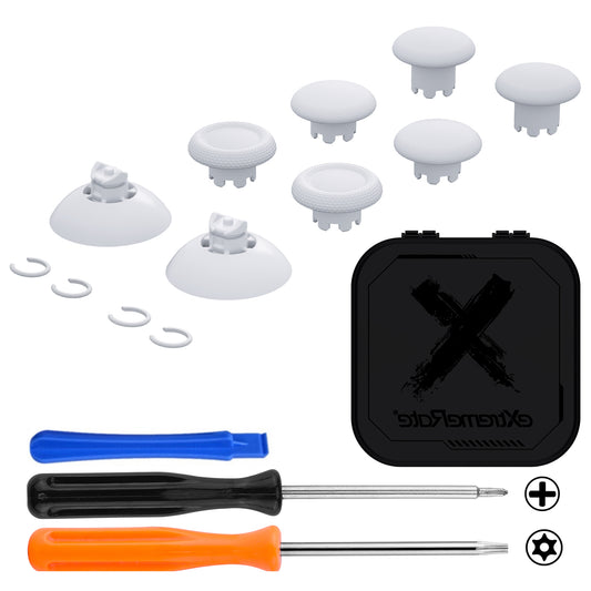 eXtremeRate EDGE Sticks Replacement Interchangeable Thumbsticks for Xbox Series X/S & Xbox Core & Xbox One X/S & Xbox Elite V1 & NS Switch Pro Controller - Robot White