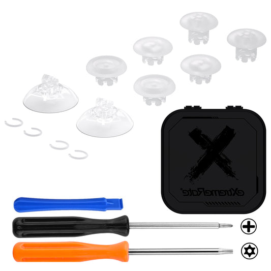 eXtremeRate EDGE Sticks Replacement Interchangeable Thumbsticks for Xbox Series X/S & Xbox Core & Xbox One X/S & Xbox Elite V1 & NS Switch Pro Controller - Clear