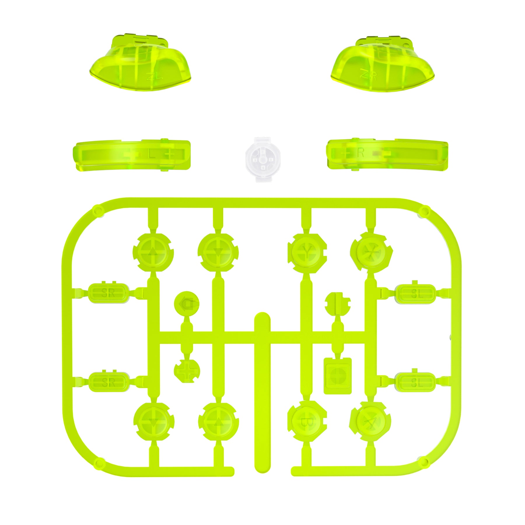 eXtremeRate Replacement Full Set Buttons for Joycon of NS Switch - Clear Lime Green eXtremeRate