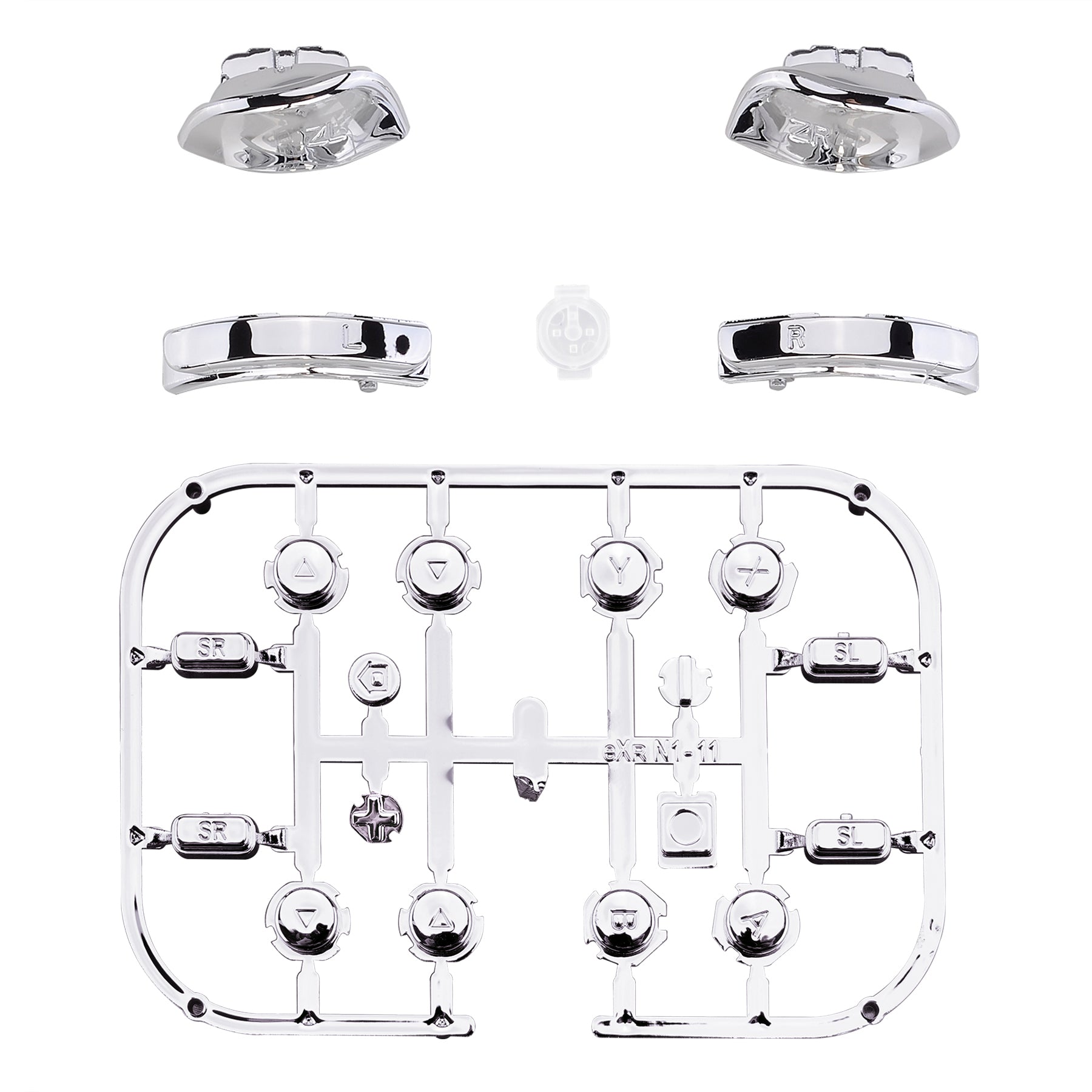 eXtremeRate Chrome Silver Replacement ABXY Direction Keys SR SL