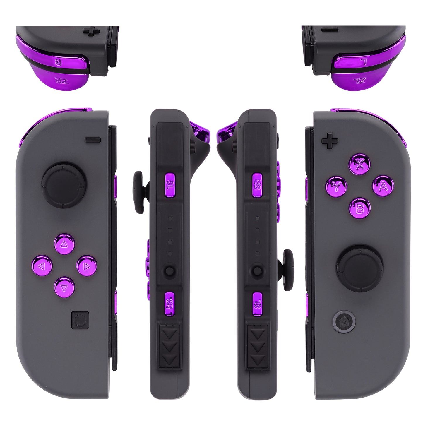 eXtremeRate Replacement Full Set Buttons for Joycon of NS Switch - Chrome Purple Glossy