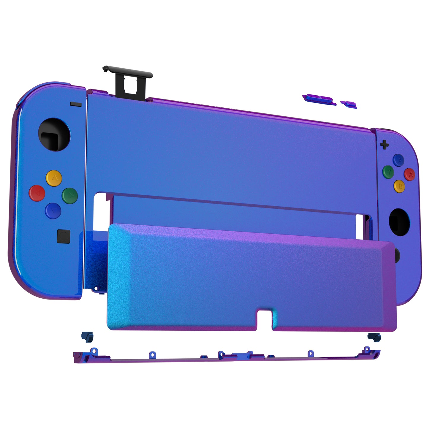 eXtremeRate Custom Replacement Full Set Shell with Buttons for Nintendo Switch OLED - Chameleon Purple Blue