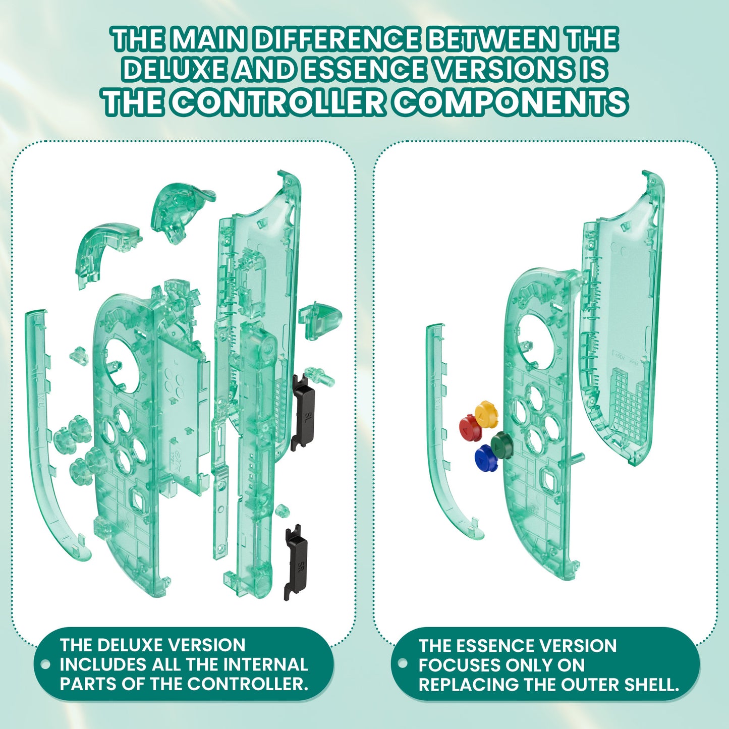 eXtremeRate DIY Replacement Full Set Shell Case with Buttons for Joycon 2 of Nintendo Switch 2 - Deluxe Version - Emerald Green