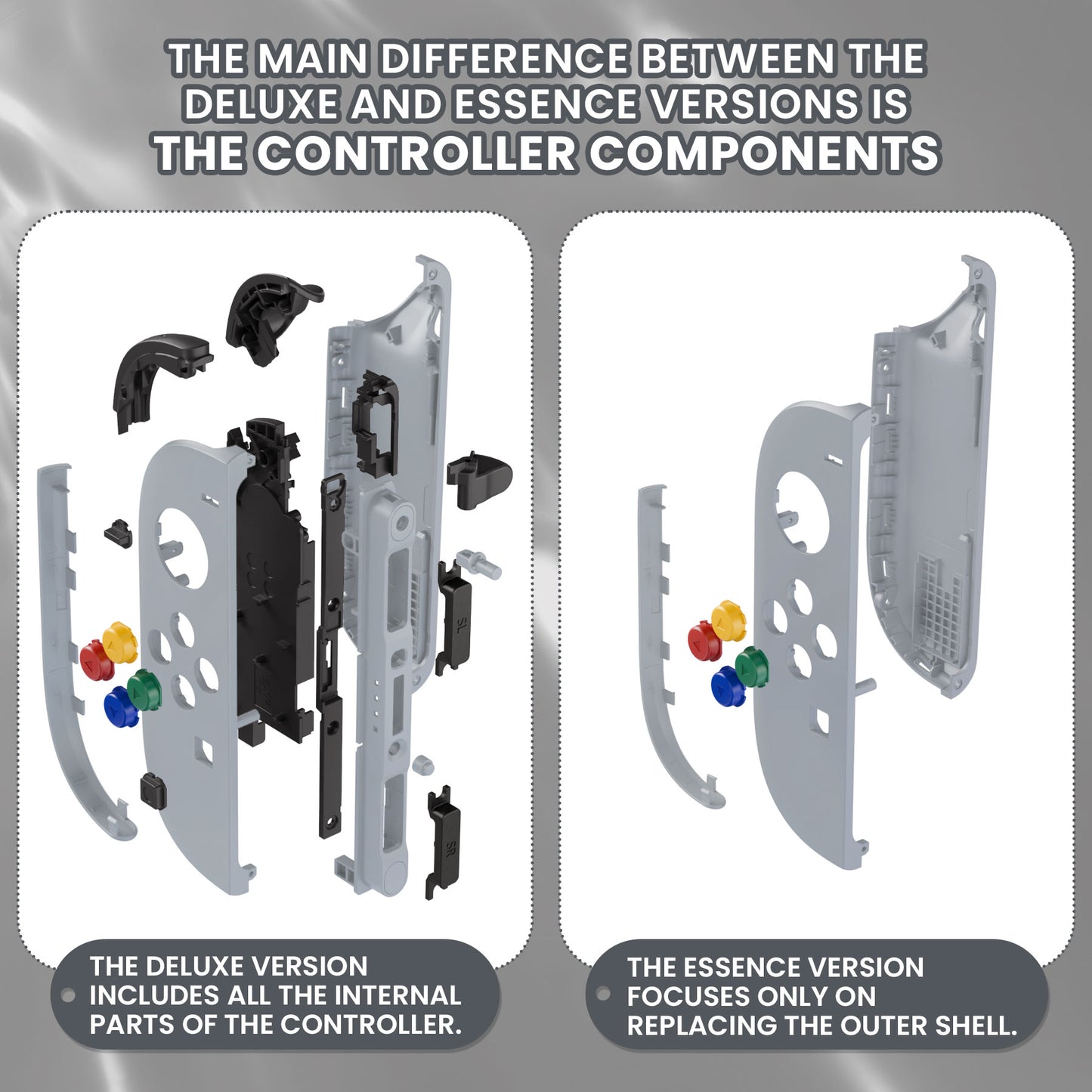 eXtremeRate DIY Replacement Full Set Shell Case with Buttons for Joycon 2 of Nintendo Switch 2 - Deluxe Version - New Hope Gray