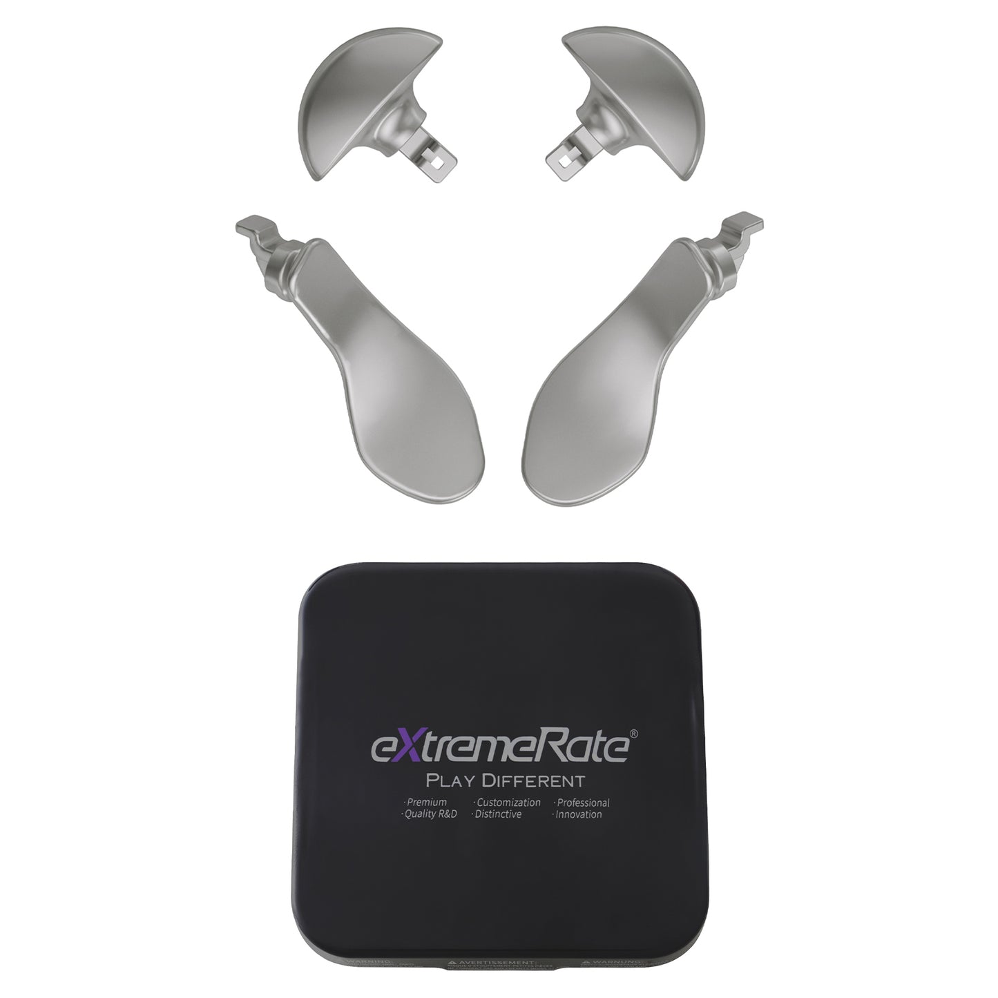 eXtremeRate Replacement Interchangeable 4PCS Metal Back Paddles for PS5 Edge Controller - Metallic Silver