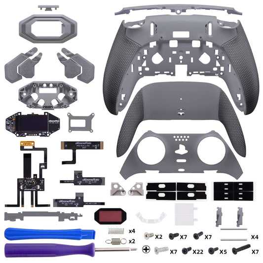 eXtremeRate BEYOND Back Paddles Kit with OLED Display & Redesigned Ergonomic Grips for PS5 Edge Controller - Rubberized New Hope Gray & Classic Gray