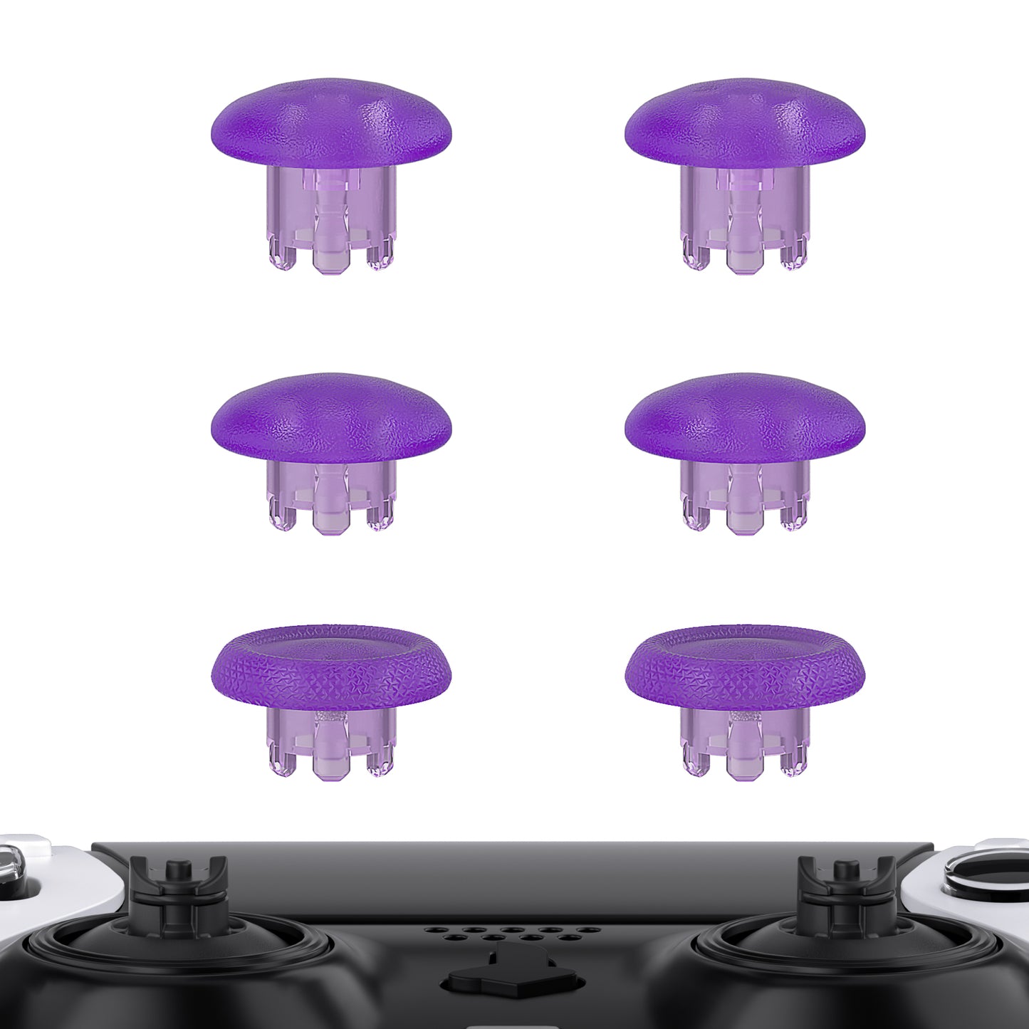 eXtremeRate Retail Clear Atomic Purple Replacement Swappable Thumbsticks for PS5 Edge Controller, Custom Interchangeable Analog Stick Joystick Caps for PS5 Edge Controller - Controller & Thumbsticks Base NOT Included - P5J102