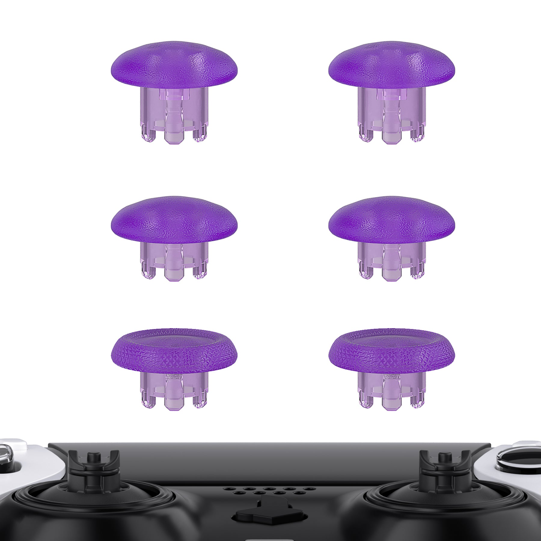 eXtremeRate Retail Clear Atomic Purple Replacement Swappable Thumbsticks for PS5 Edge Controller, Custom Interchangeable Analog Stick Joystick Caps for PS5 Edge Controller - Controller & Thumbsticks Base NOT Included - P5J102