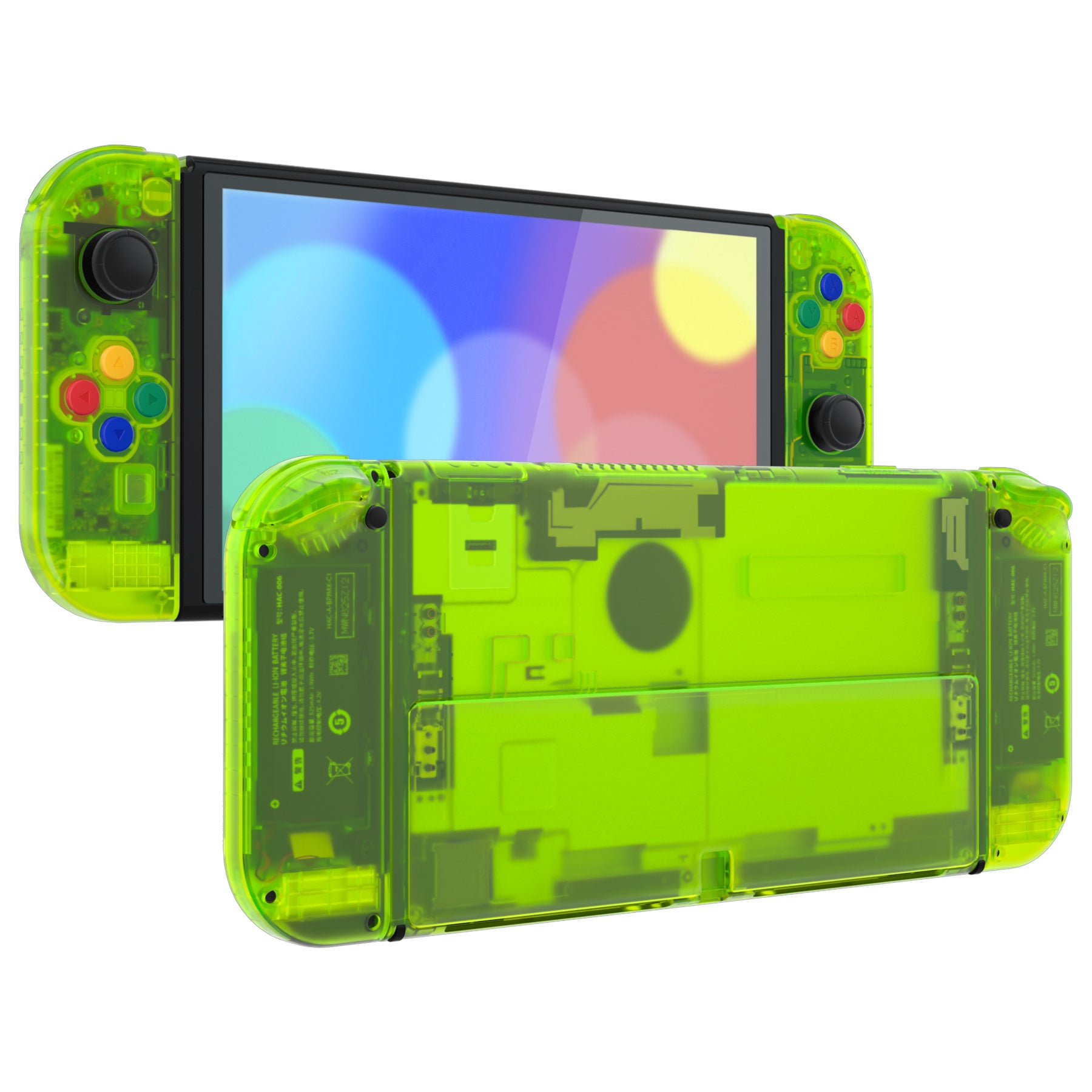 eXtremeRate Clear Lime Green Custom Full Set Shell for Nintendo