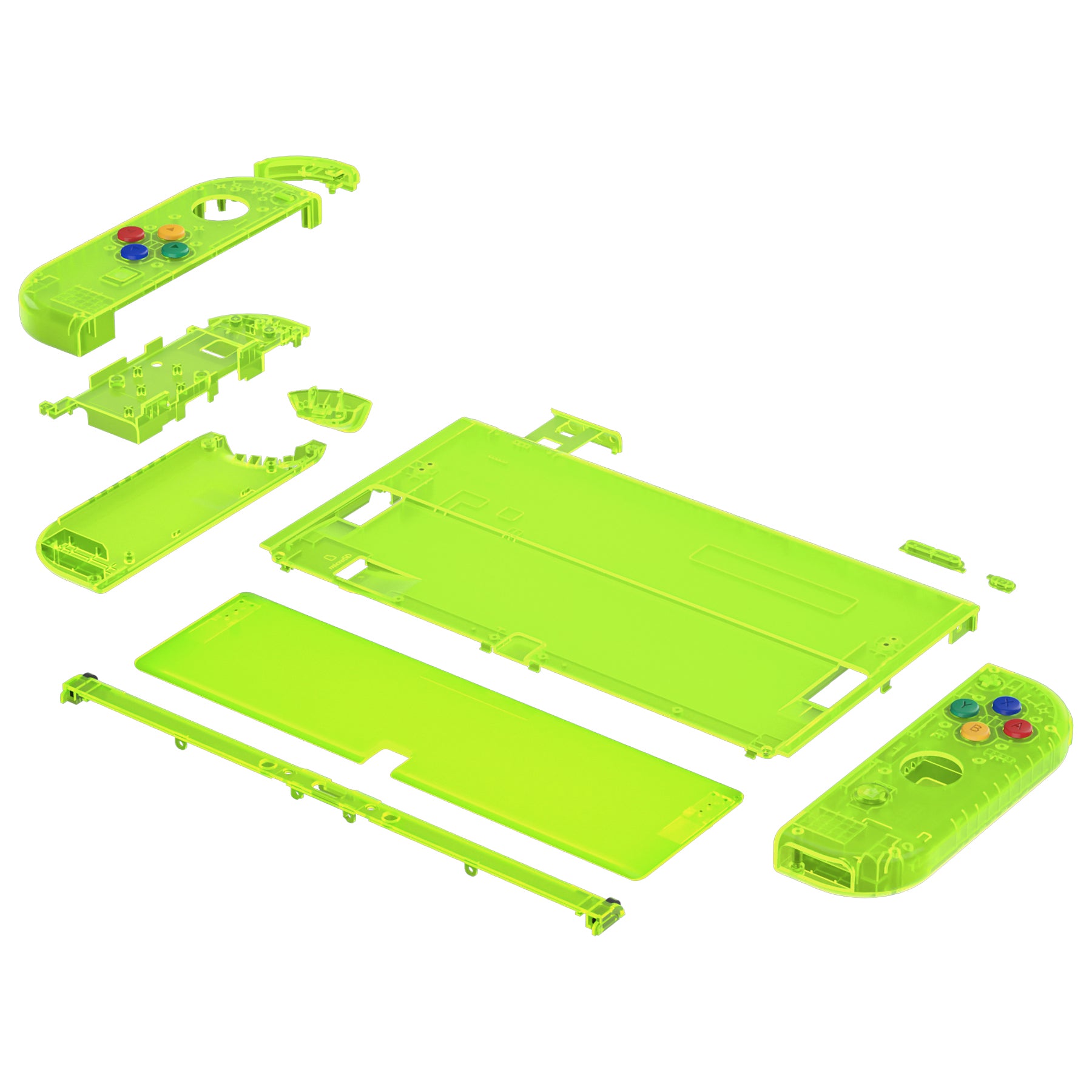 eXtremeRate Clear Lime Green Custom Full Set Shell for Nintendo