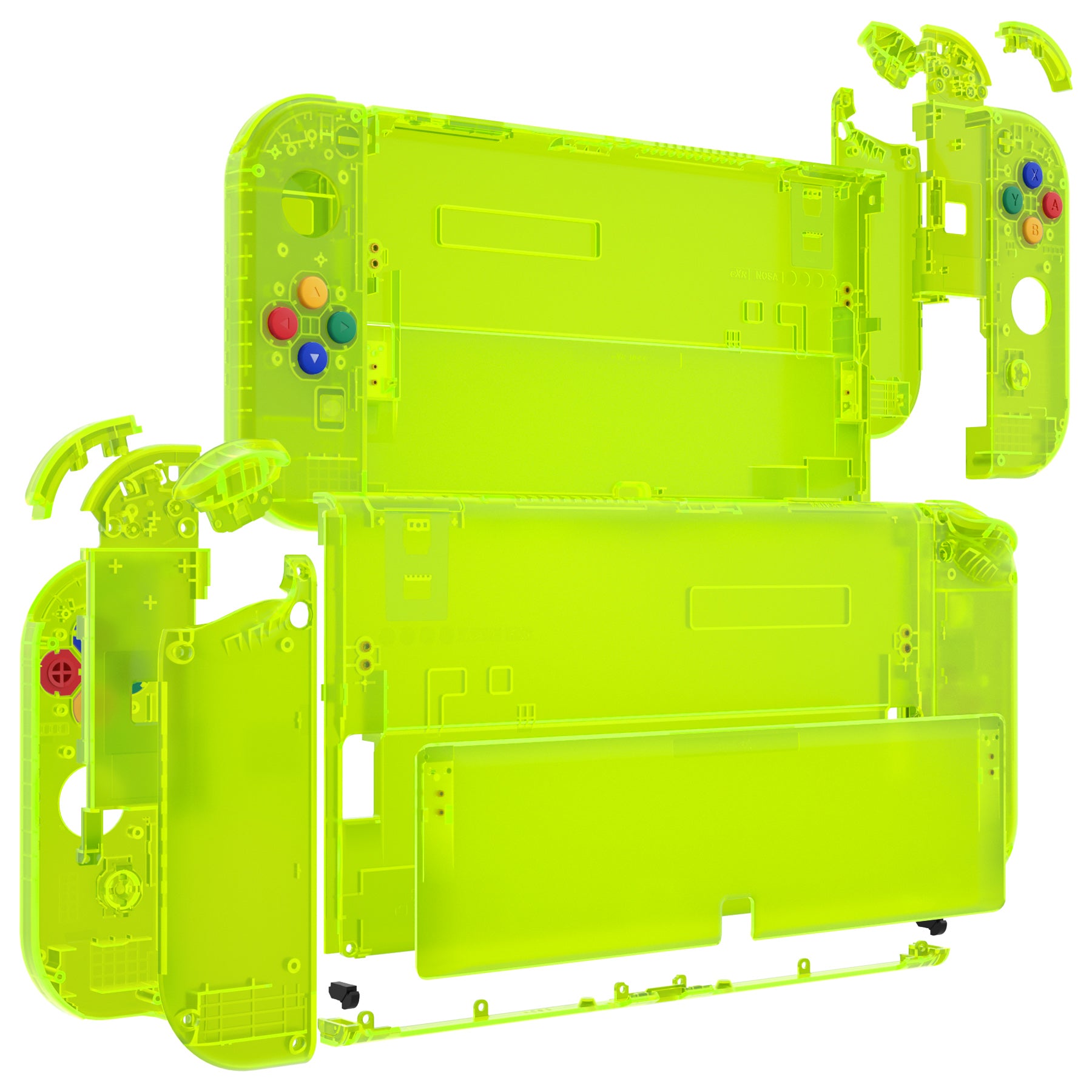 eXtremeRate Clear Lime Green Custom Full Set Shell for Nintendo