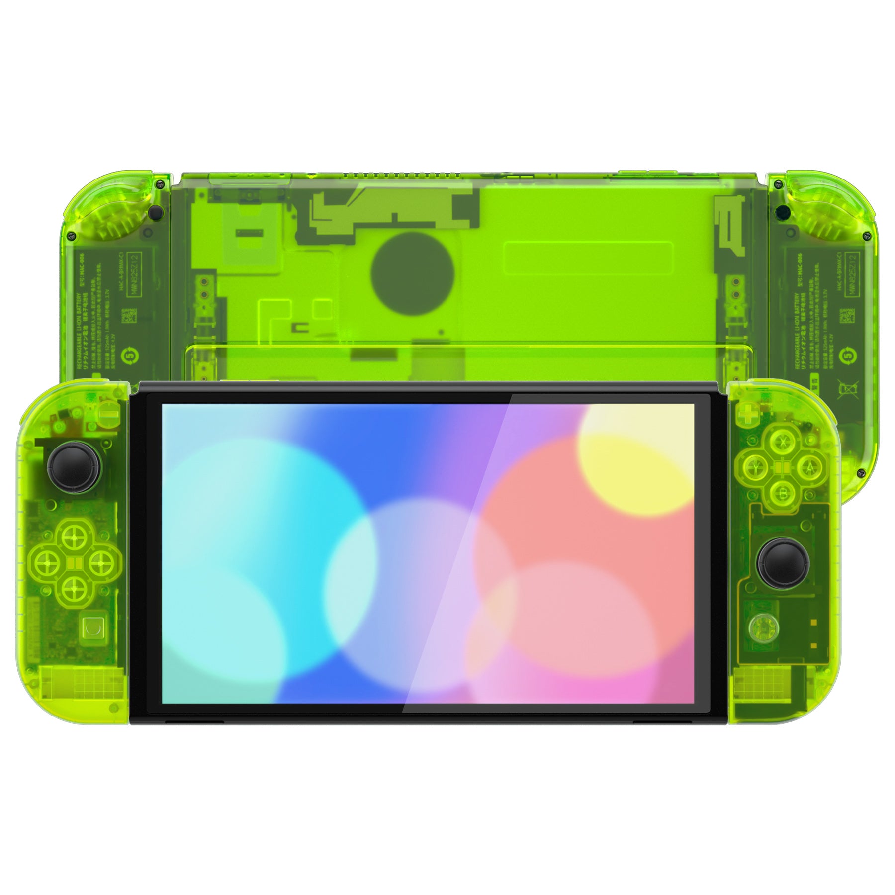eXtremeRate Clear Lime Green Custom Full Set Shell for Nintendo
