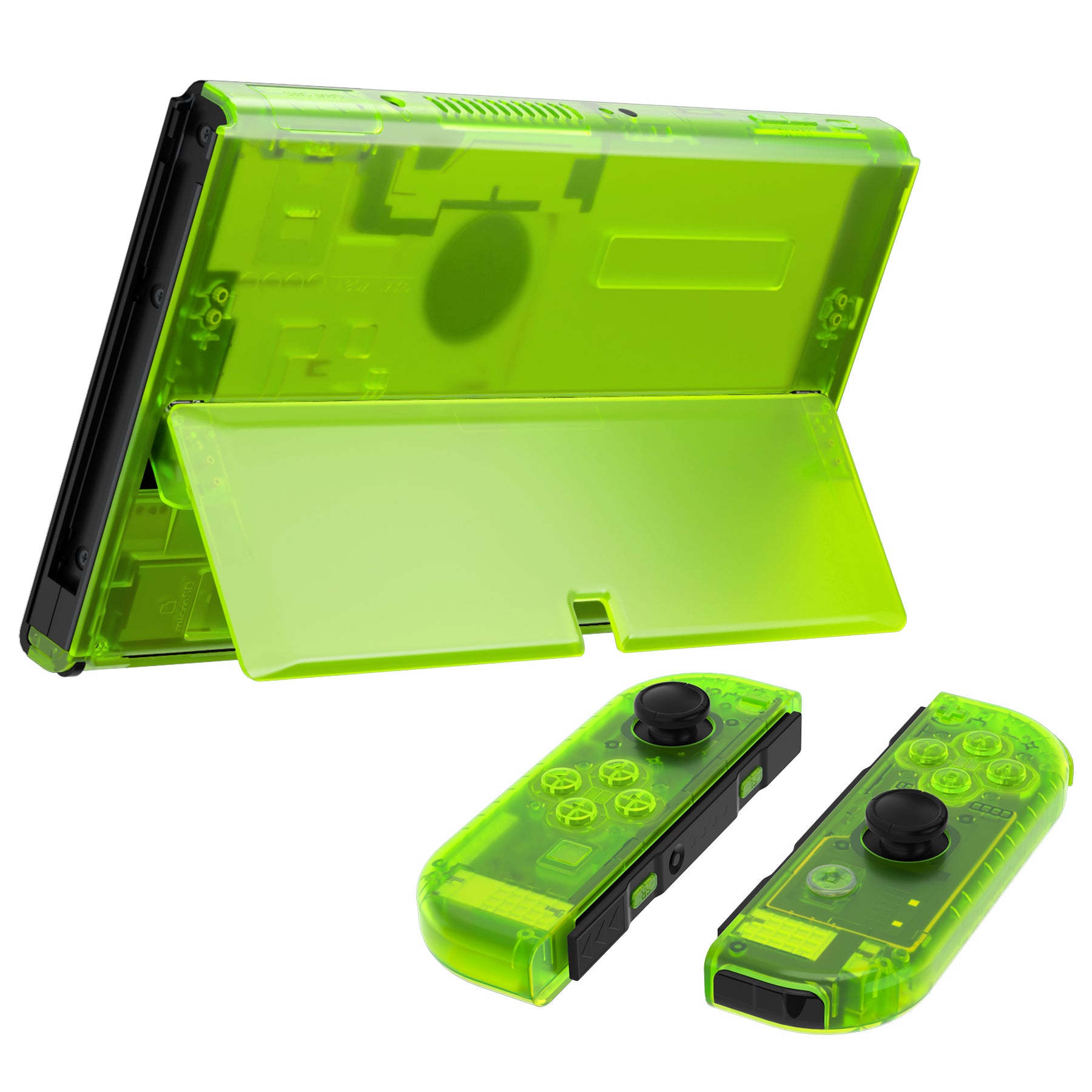 eXtremeRate Clear Lime Green Custom Full Set Shell for Nintendo