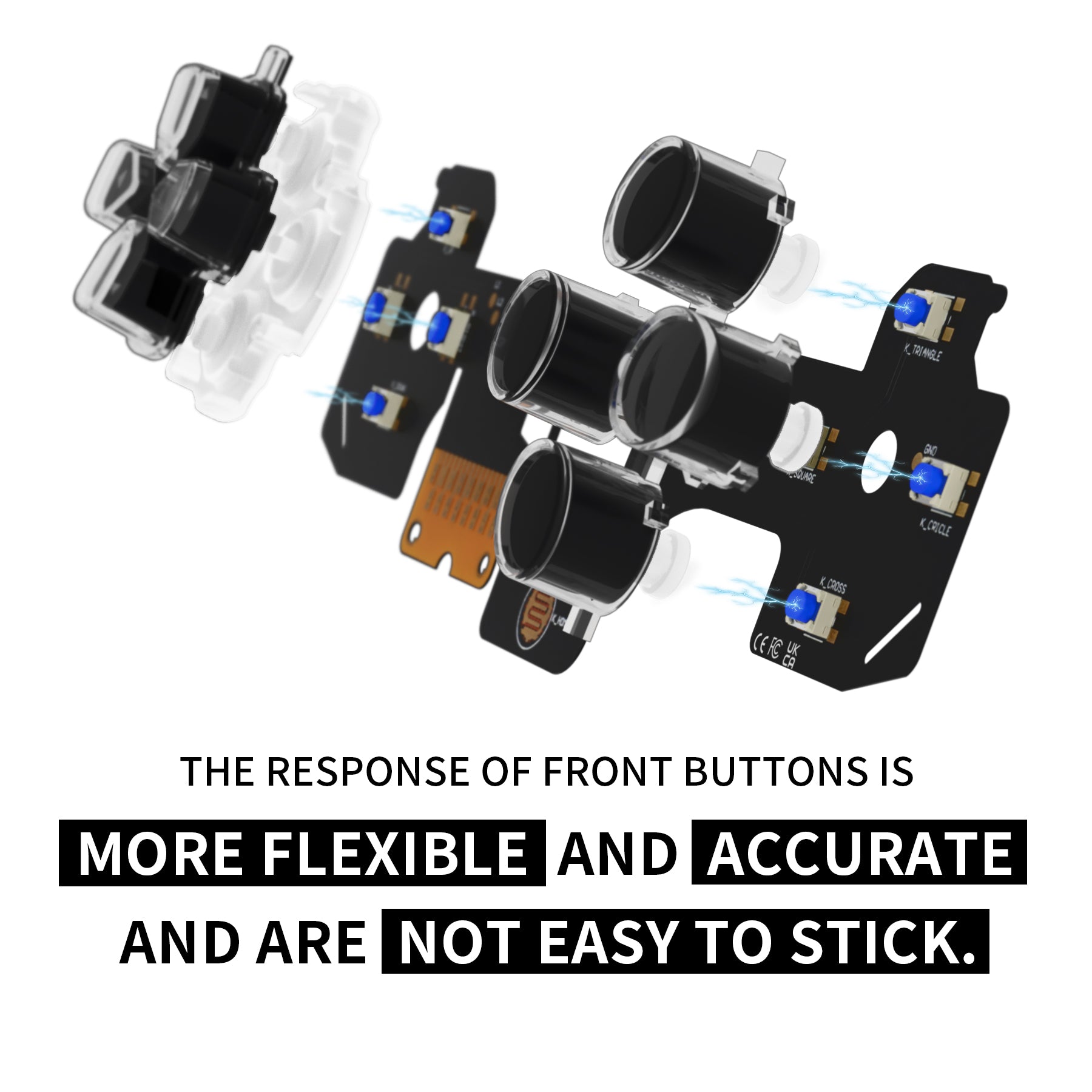 eXtremeRate Retail Custom Tactile Dpad & Action Buttons Face Clicky Kit V3 for ps5 Controller BDM-030