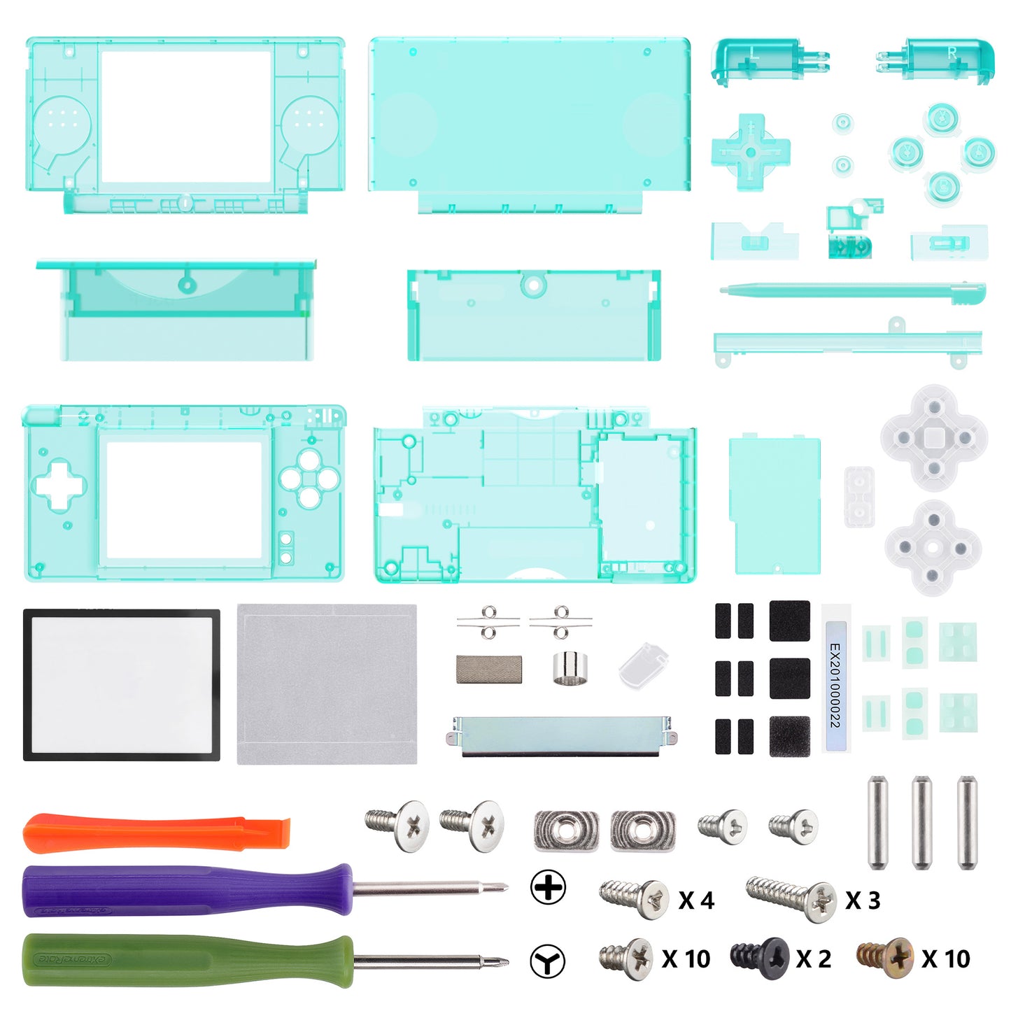 eXtremeRate Replacement Full Housing Shell & Buttons with Screen Lens for Nintendo DS Lite NDSL - Emerald Green