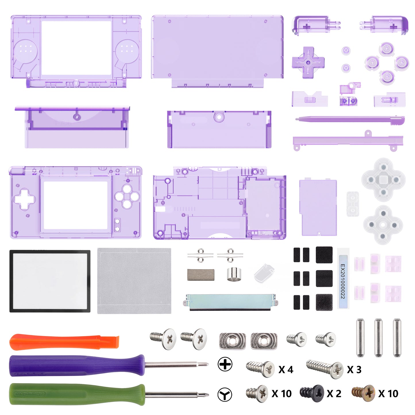 eXtremeRate Replacement Full Housing Shell & Buttons with Screen Lens for Nintendo DS Lite NDSL - Clear Atomic Purple