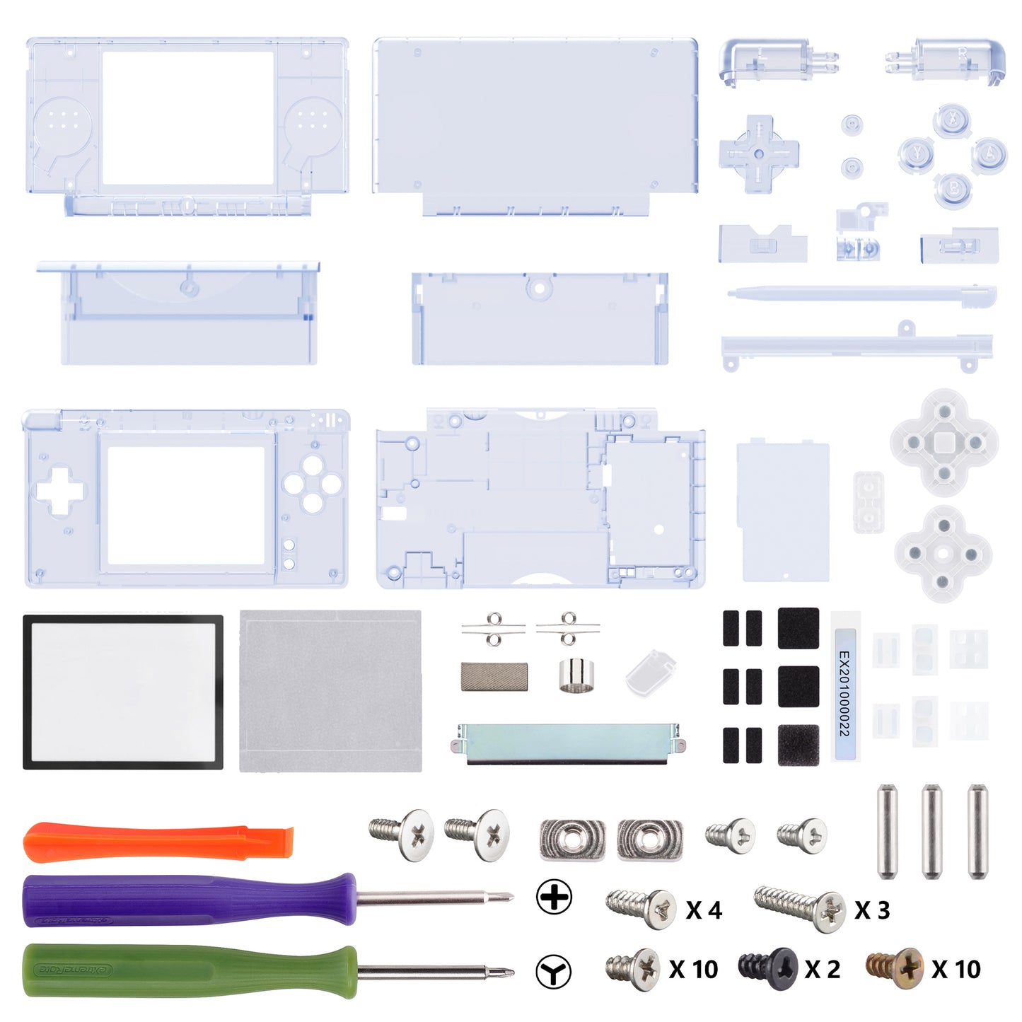 eXtremeRate Replacement Full Housing Shell & Buttons with Screen Lens for Nintendo DS Lite NDSL - Clear Glacier Blue
