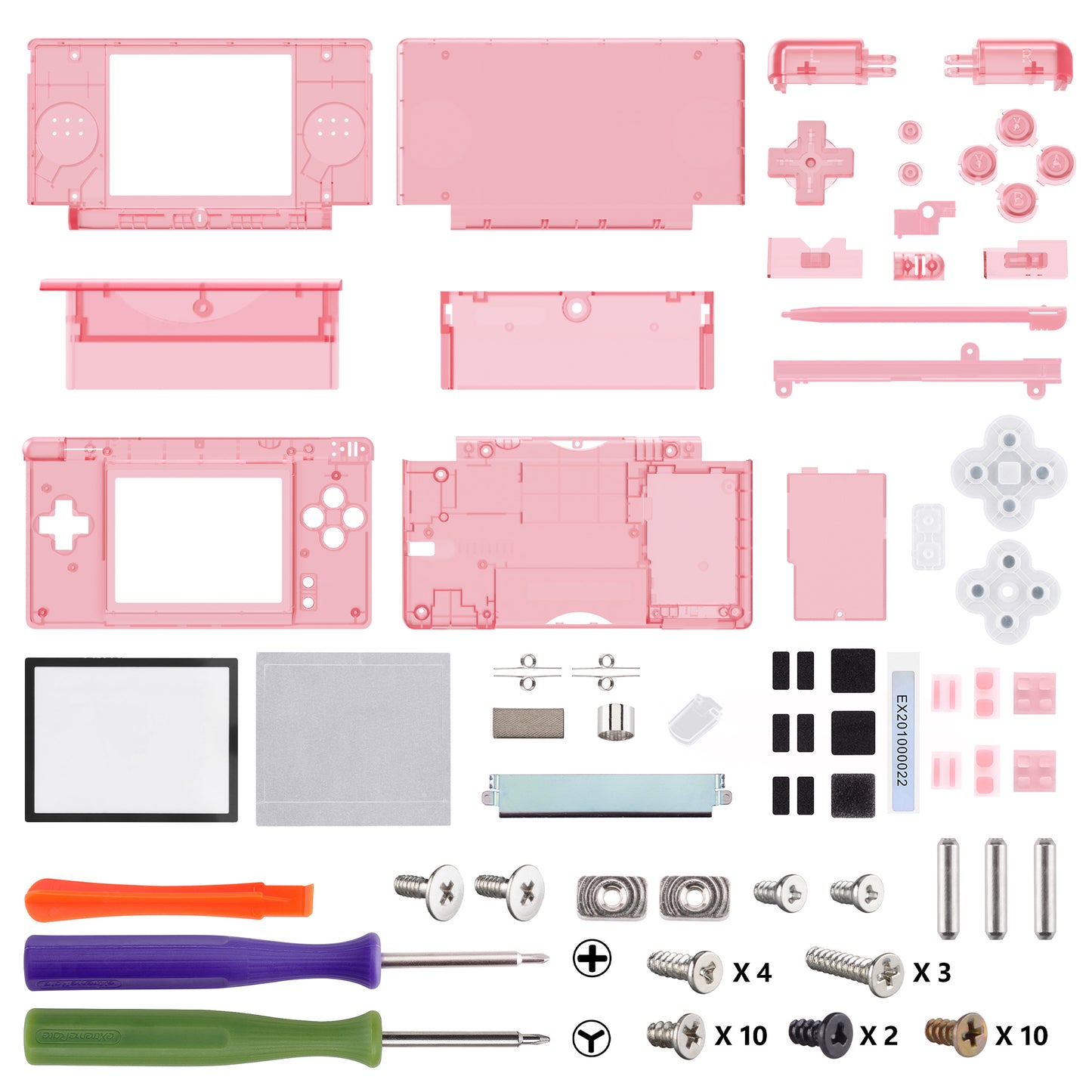 eXtremeRate Replacement Full Housing Shell & Buttons with Screen Lens for Nintendo DS Lite NDSL - Cherry Pink
