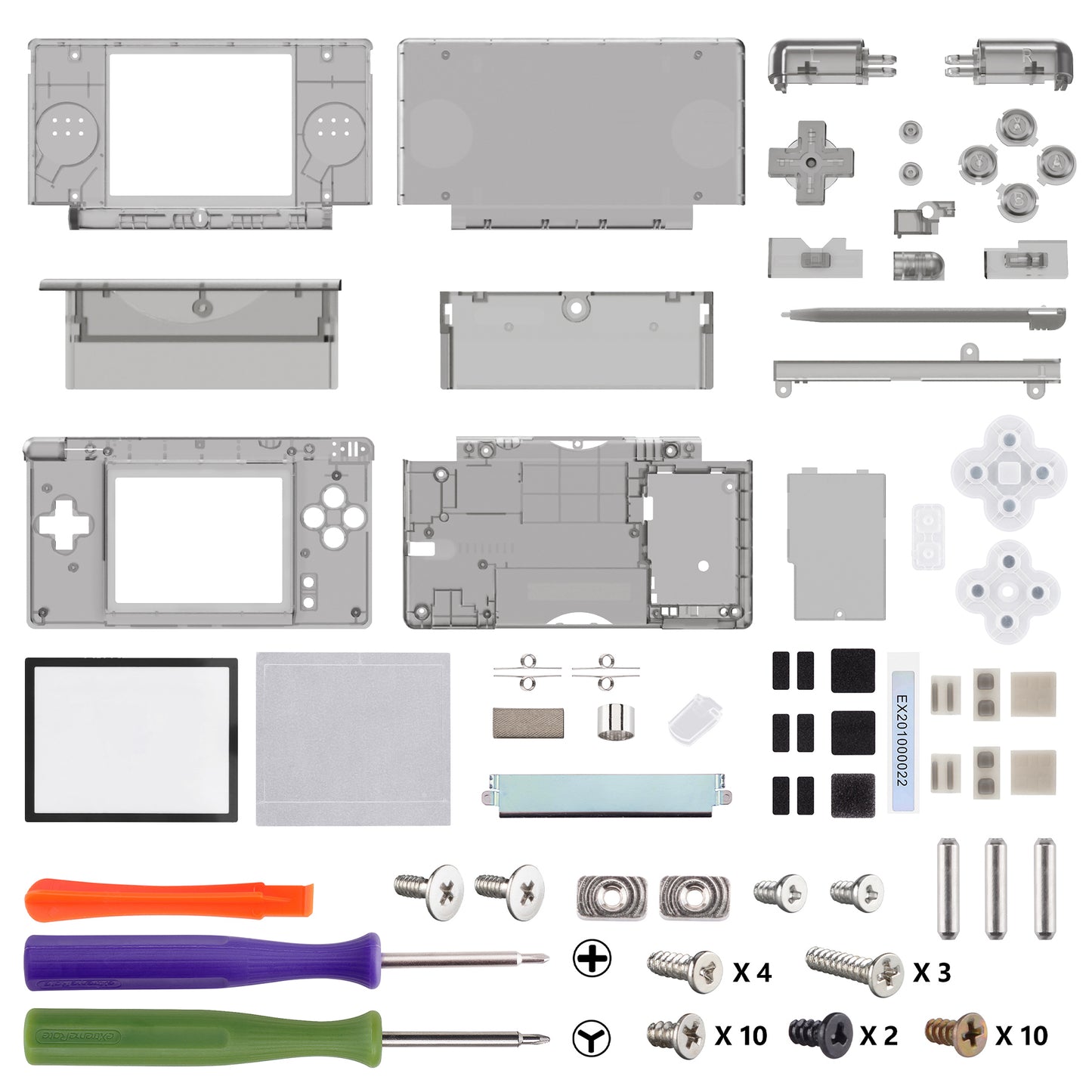 eXtremeRate Replacement Full Housing Shell & Buttons with Screen Lens for Nintendo DS Lite NDSL - Clear Black