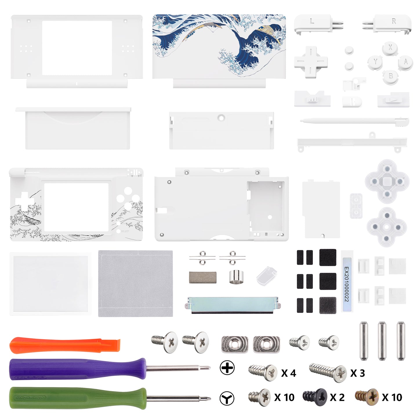 eXtremeRate Replacement Full Housing Shell & Buttons with Screen Lens for Nintendo DS Lite NDSL - The Great Wave