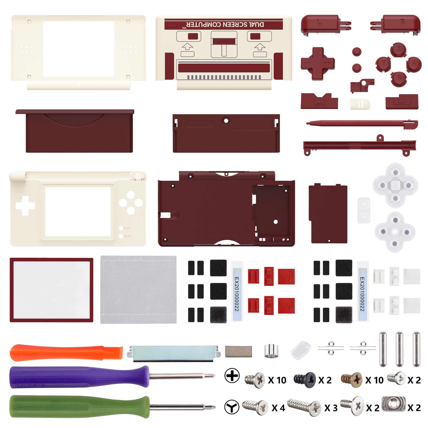 eXtremeRate Replacement Full Housing Shell & Buttons with Screen Lens for Nintendo DS Lite NDSL - Classic FC Style