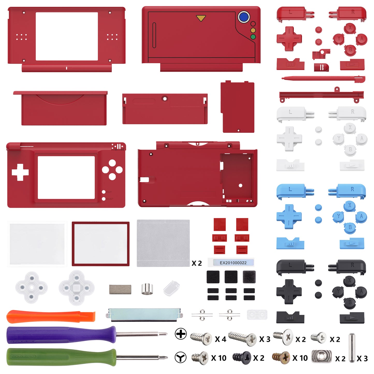 eXtremeRate Replacement Full Housing Shell & Buttons with Screen Lens for Nintendo DS Lite NDSL - Monster Index Console Style