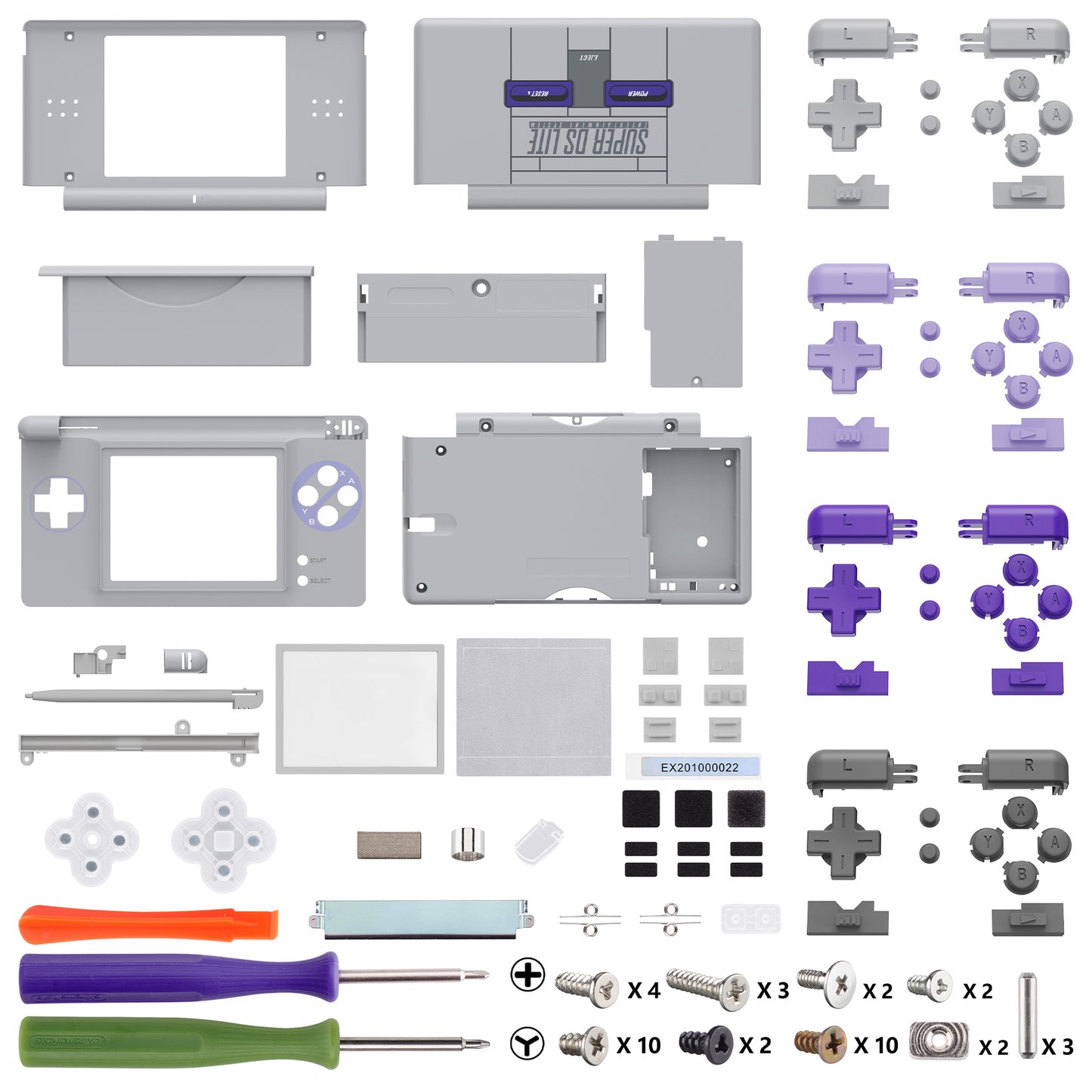 eXtremeRate Replacement Full Housing Shell & Buttons with Screen Lens for Nintendo DS Lite NDSL - Classic SNES Style