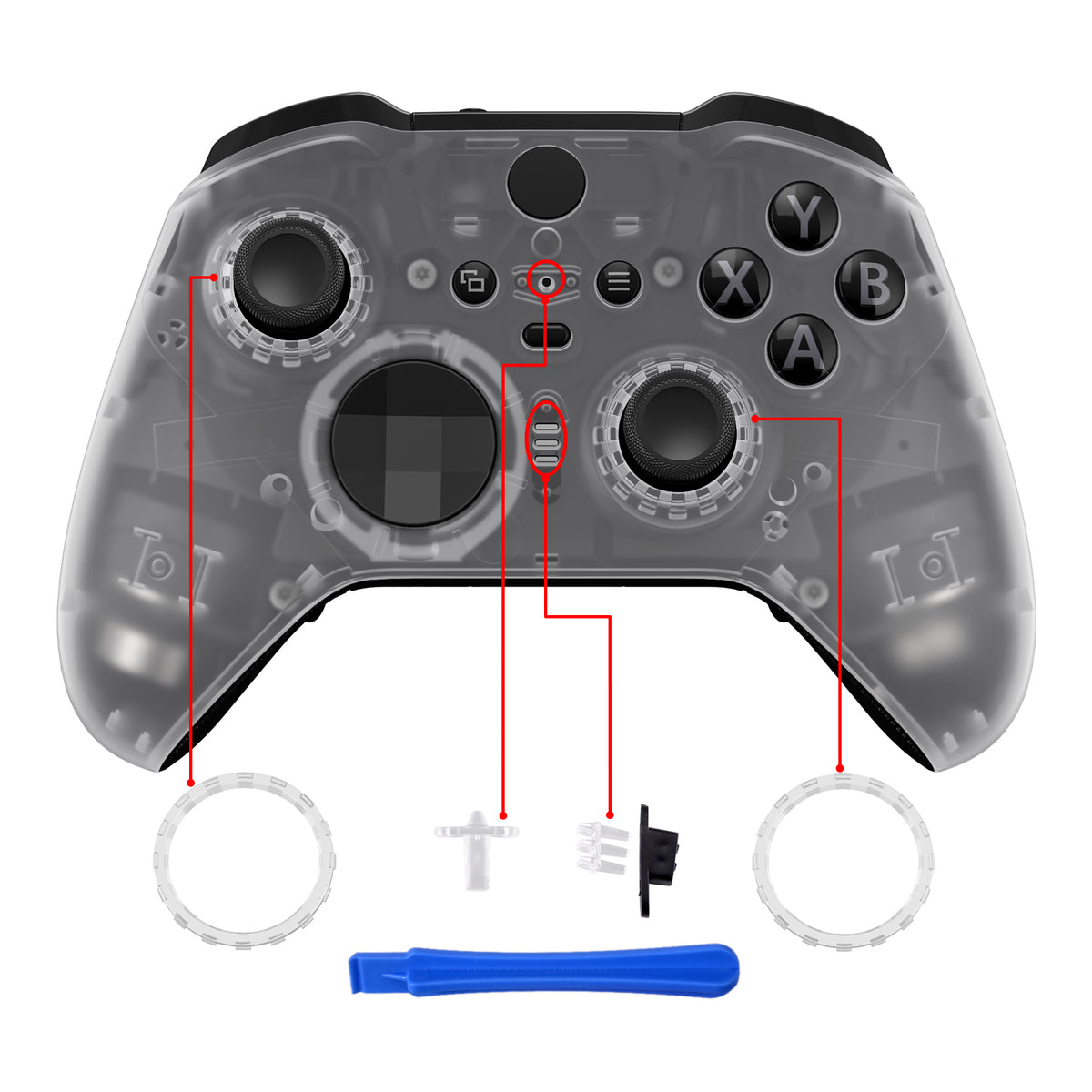 Accessoires voor Xbox One Elite Series 2 Controller (Model 1797), metalen duimsticks vervangende onderdelen kits compatibel met Xbox Elite draadloze controller serie 2 core (rood Accessoires voor Xbox One Elite Series 2 Controller (Model 1797), metalen duimsticks vervangende onderdelen kits compatibel met Xbox Elite draadloze controller serie 2 core (rood