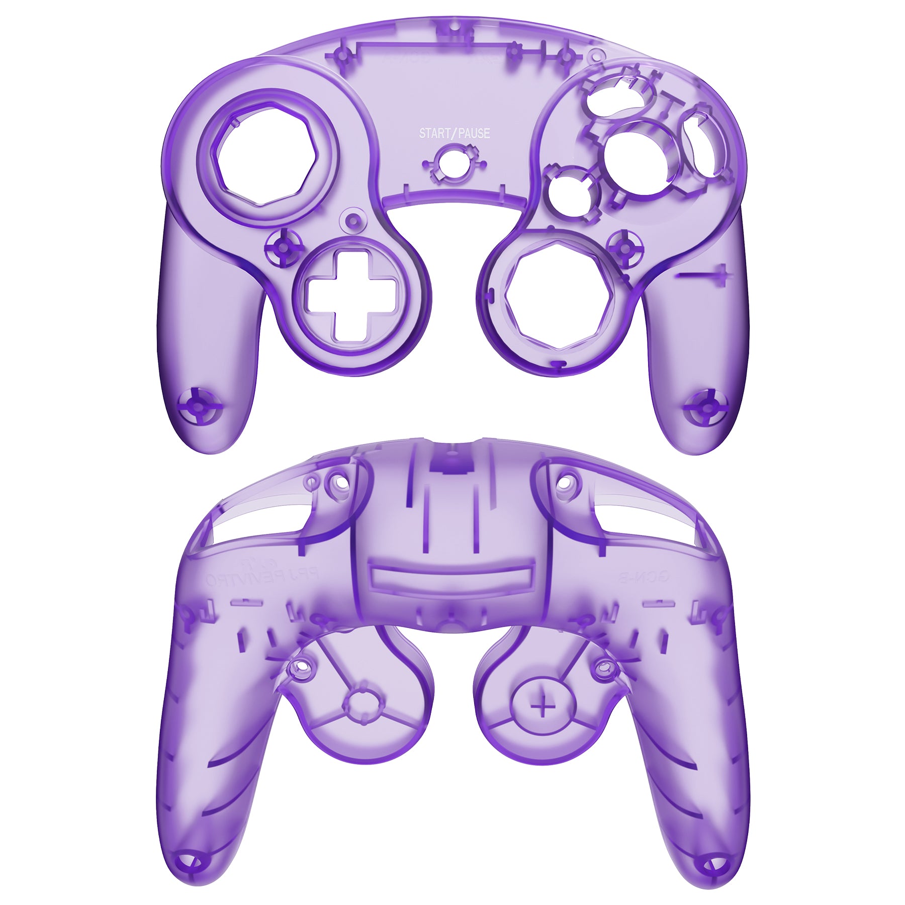eXtremeRate Clear Atomic Purple Faceplate Backplate for Nintendo