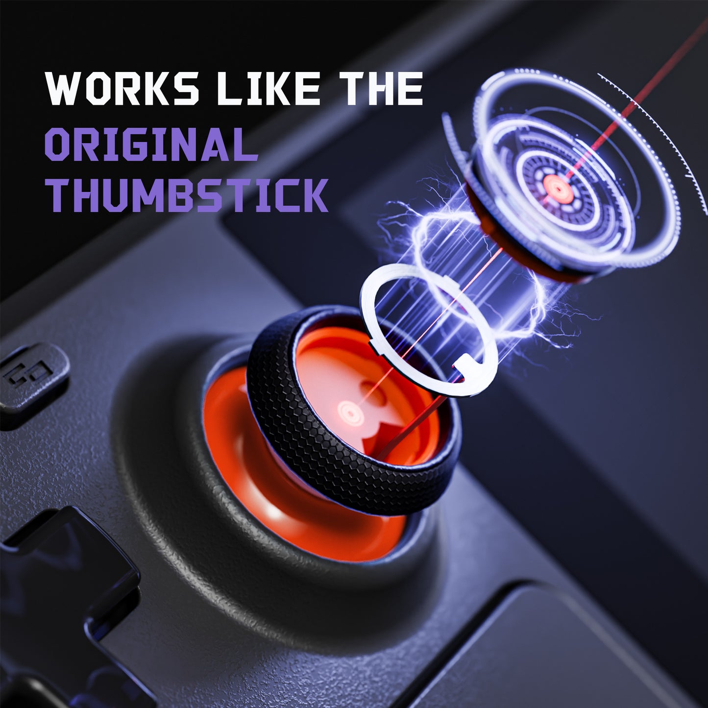 eXtremeRate Replacement Thumbsticks with Original Touch Sensing for Steam Deck LCD & OLED - Orange & Black