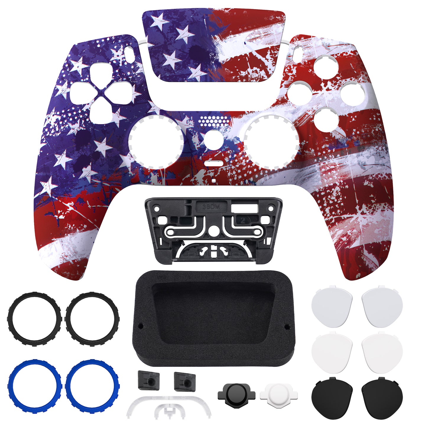 eXtremeRate LUNA Redesigned Replacement Front Shell with Touchpad Compatible with PS5 Controller BDM-010/020/030/040/050 - Impression US Flag