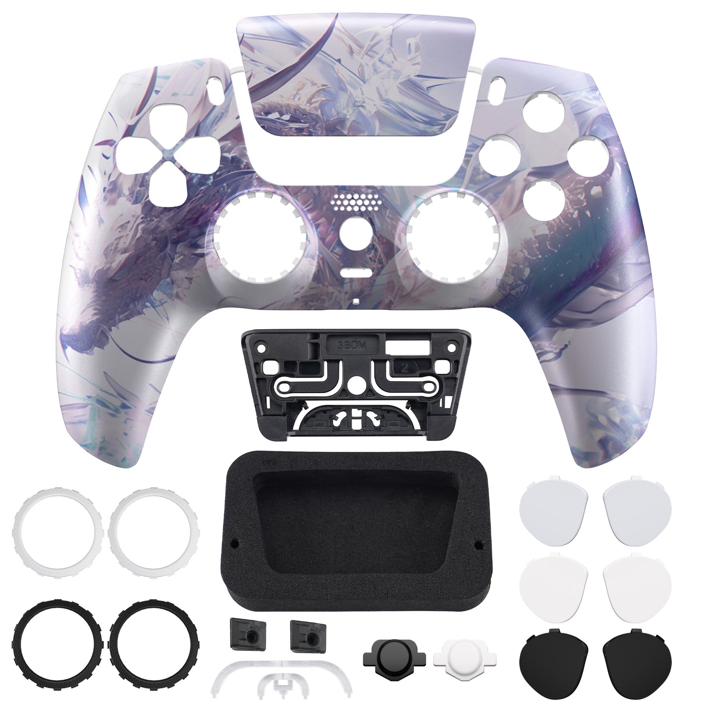 eXtremeRate LUNA Redesigned Replacement Front Shell with Touchpad Compatible with PS5 Controller BDM-010/020/030/040/050 - Crystal Dragon