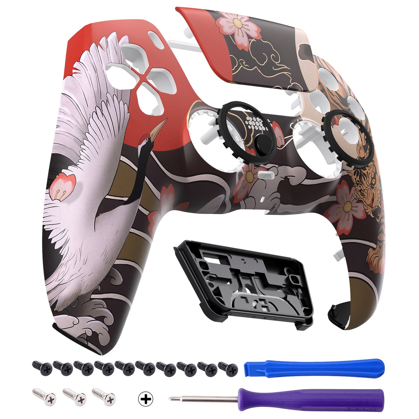 eXtremeRate LUNA Redesigned Replacement Front Shell with Touchpad Compatible with PS5 Controller BDM-010/020/030/040/050/060 - Tiger & Crane