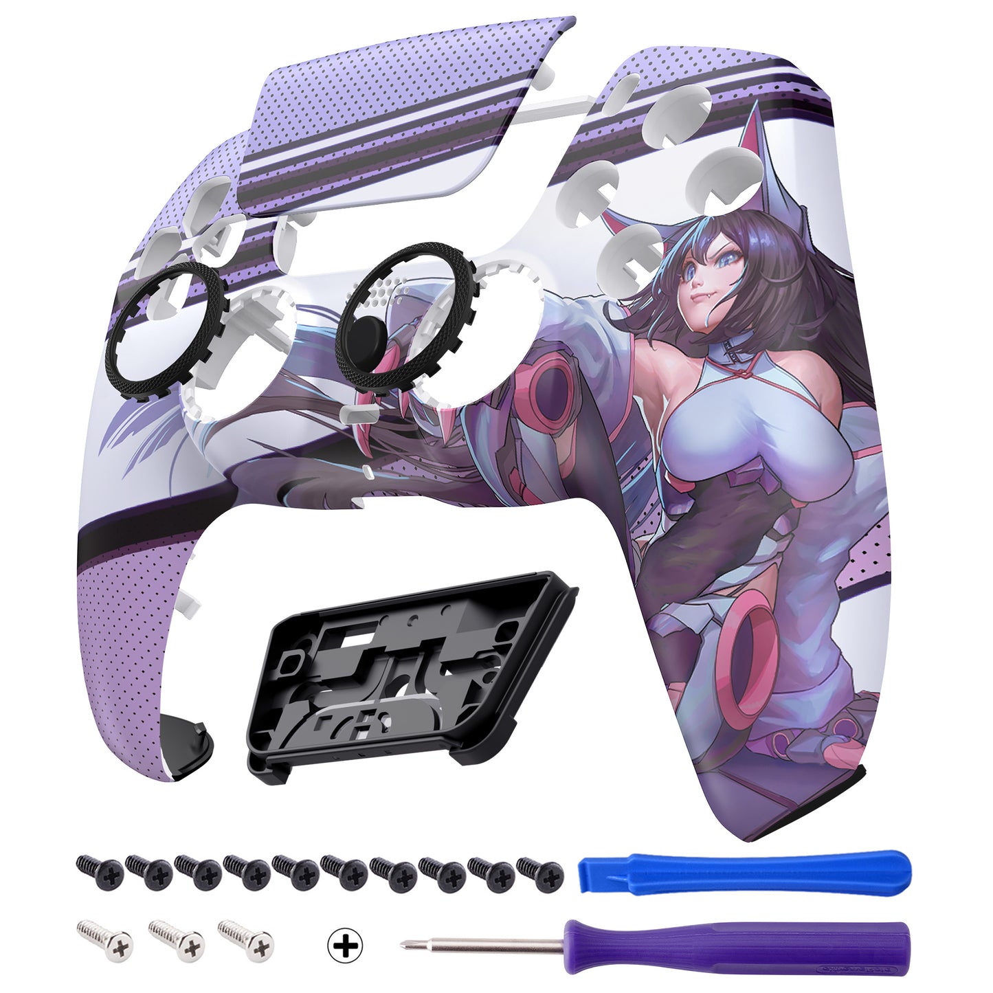 eXtremeRate LUNA Redesigned Replacement Front Shell with Touchpad Compatible with PS5 Controller BDM-010/020/030/040/050/060 - Neko Mecha
