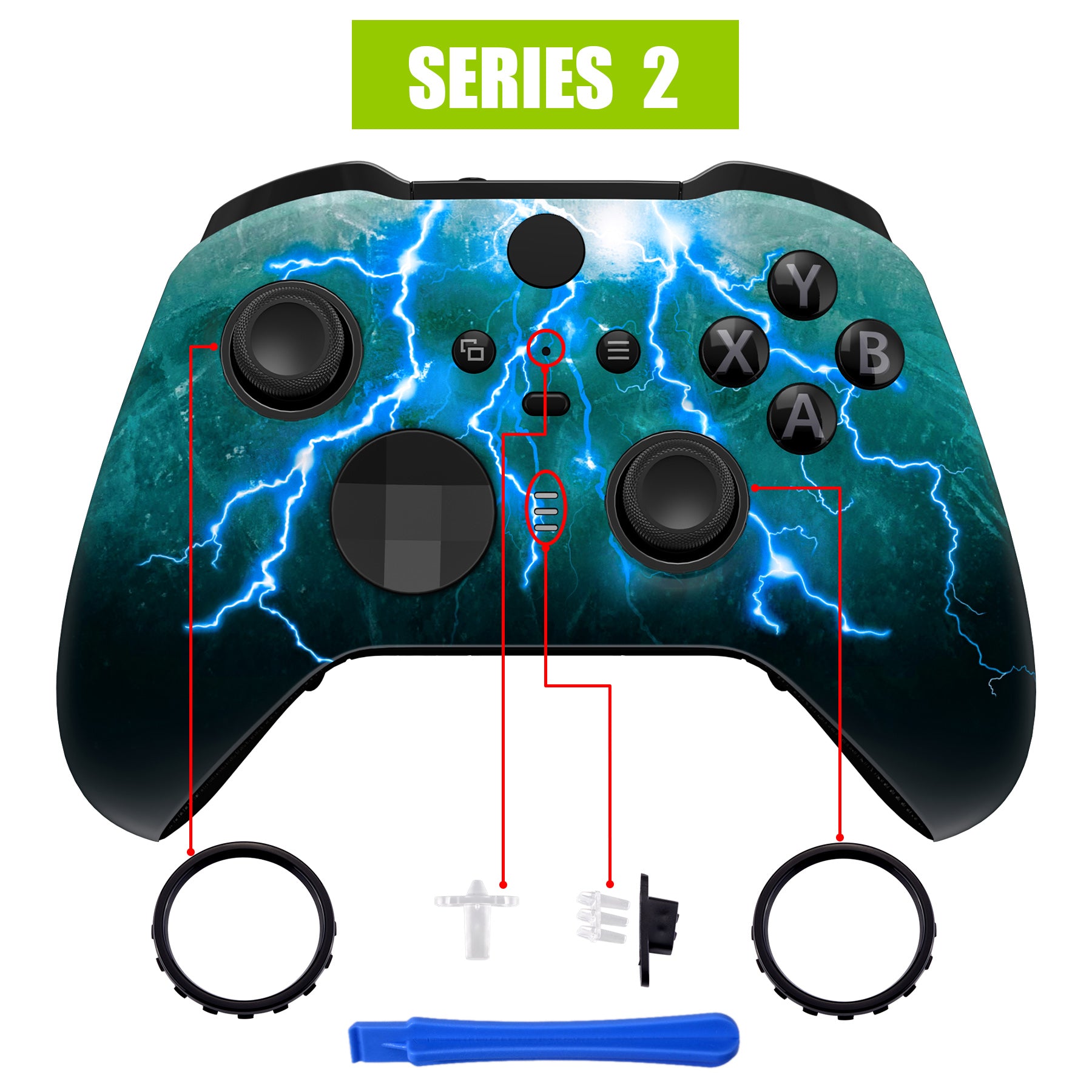 eXtremeRate Green Storm Thunder Replacement Faceplate Cover for