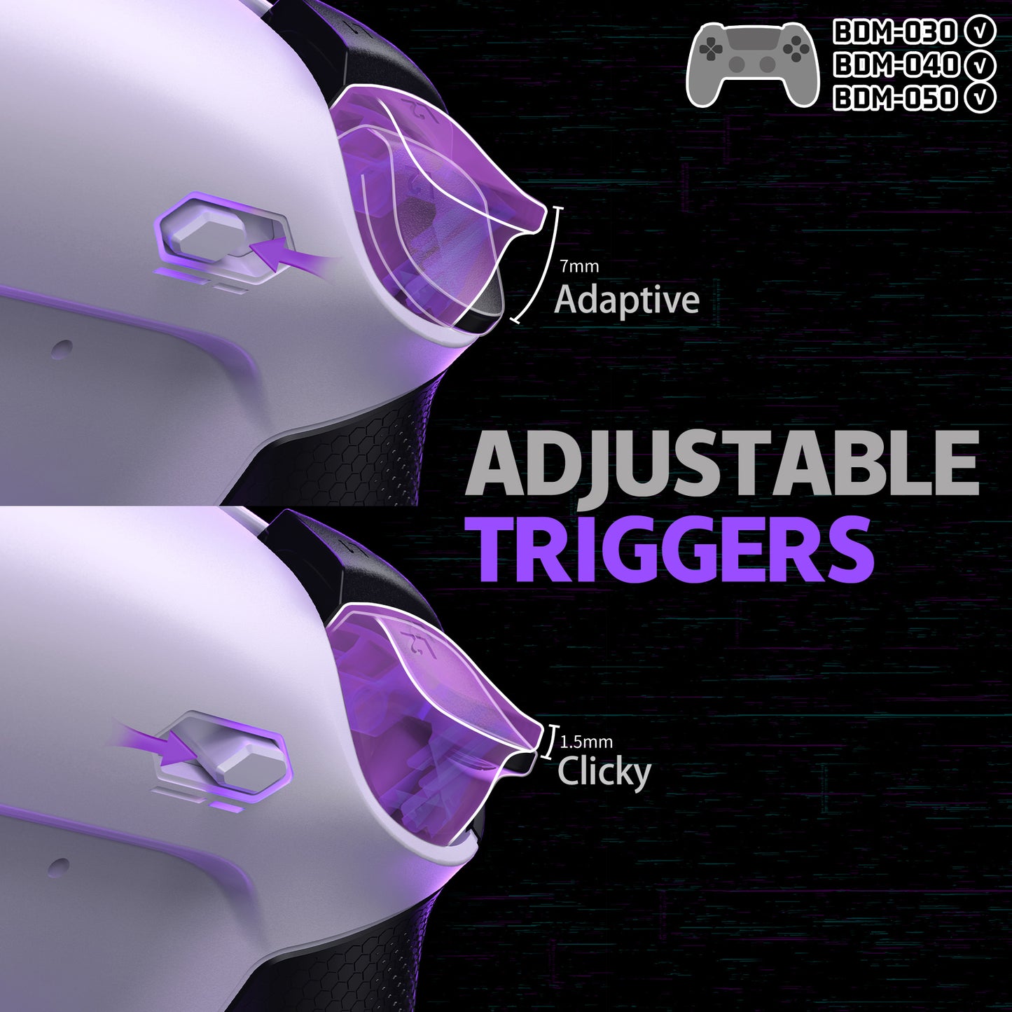 eXtremeRate Real Metal Buttons (RMB) Version RISE4 Plus MAX Back Paddles Kit with Clicky Trigger Stops & Rubberized Grip for PS5 Controller BDM-030/040/050 - White Black - Silver