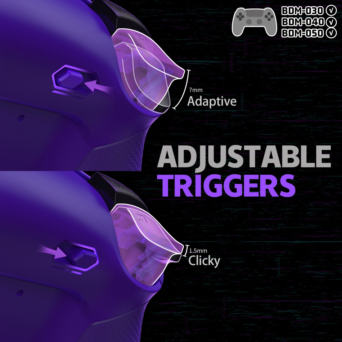 eXtremeRate RISE4 Plus MAX Back Paddles Kit with Clicky Trigger Stops & Rubberized Grip for PS5 Controller BDM-030/040/050 - Galactic Purple