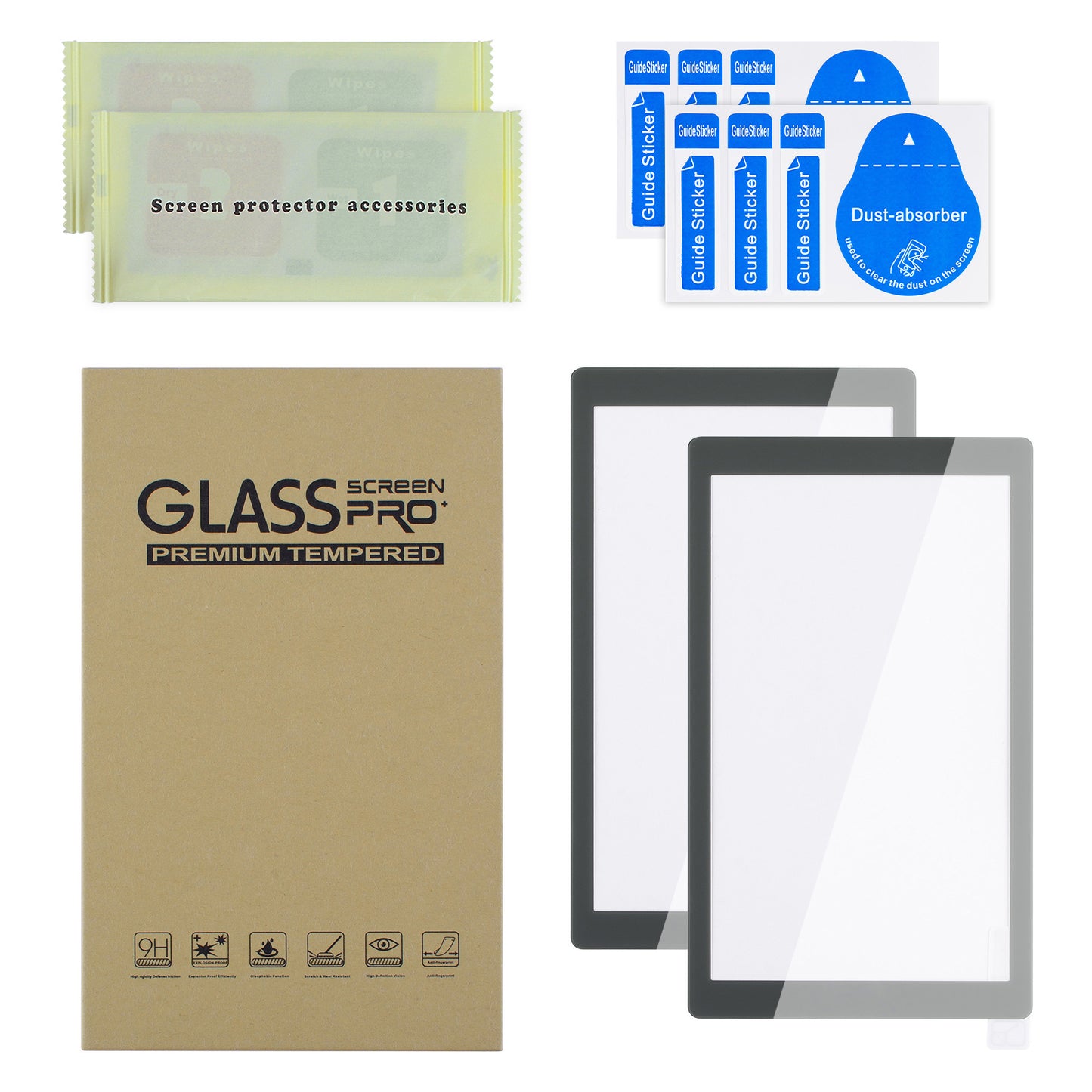 eXtremeRate 2 Pack Anti-Scratch Transparent HD Tempered Glass Screen Protector for Nintendo Switch Lite - Gray Border