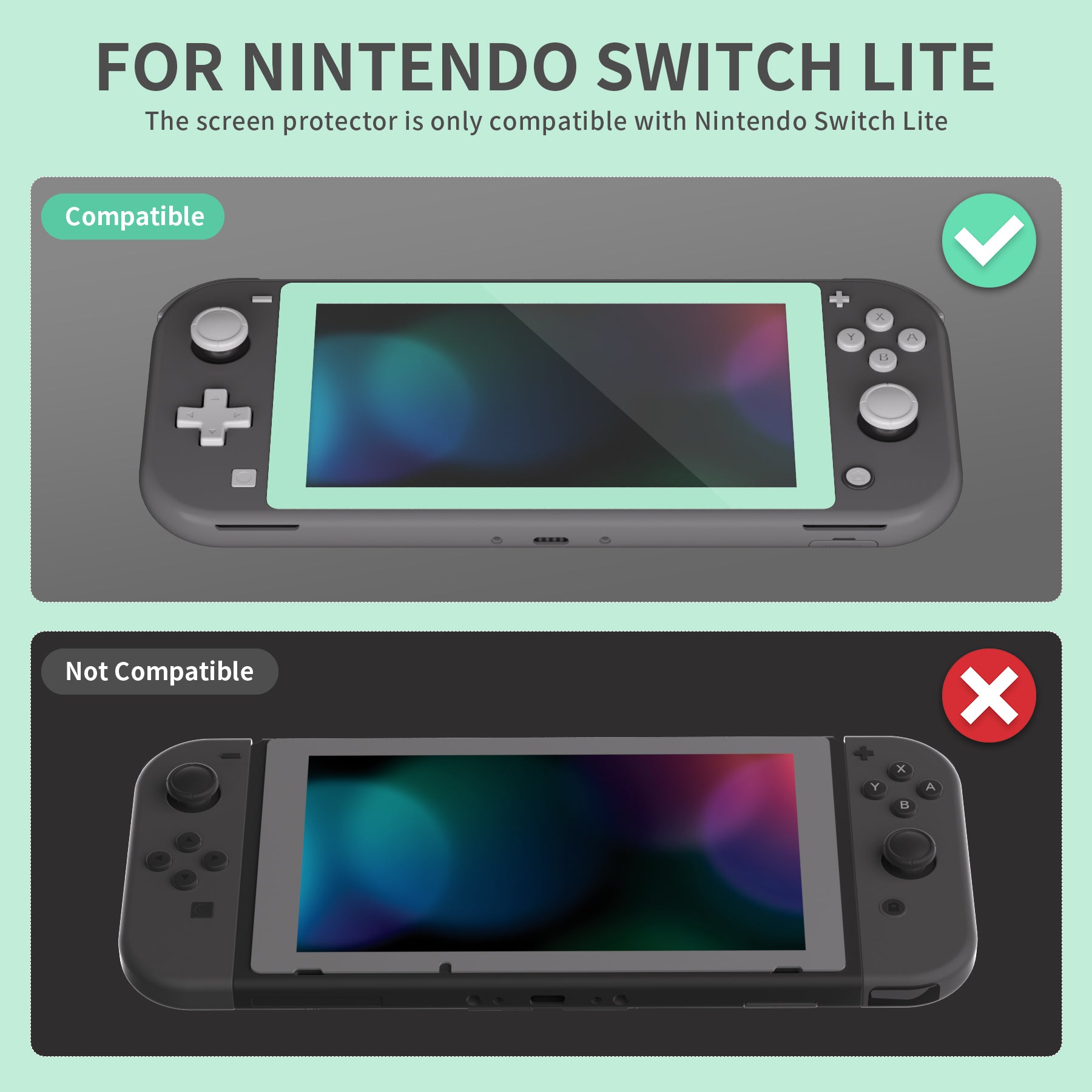 eXtremeRate 2 Pack Misty Green Border Transparent HD Clear Saver
