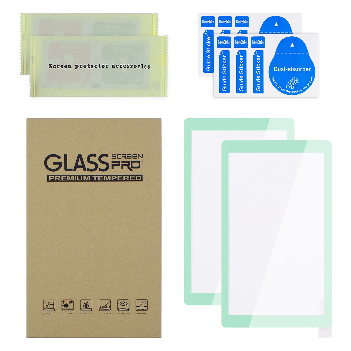 eXtremeRate 2 Pack Anti-Scratch Transparent HD Tempered Glass Screen Protector for Nintendo Switch Lite - Misty Green Border