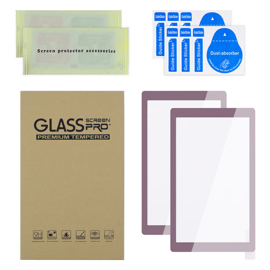 eXtremeRate 2 Pack Anti-Scratch Transparent HD Tempered Glass Screen Protector for Nintendo Switch Lite - Dark Grayish Violet Border