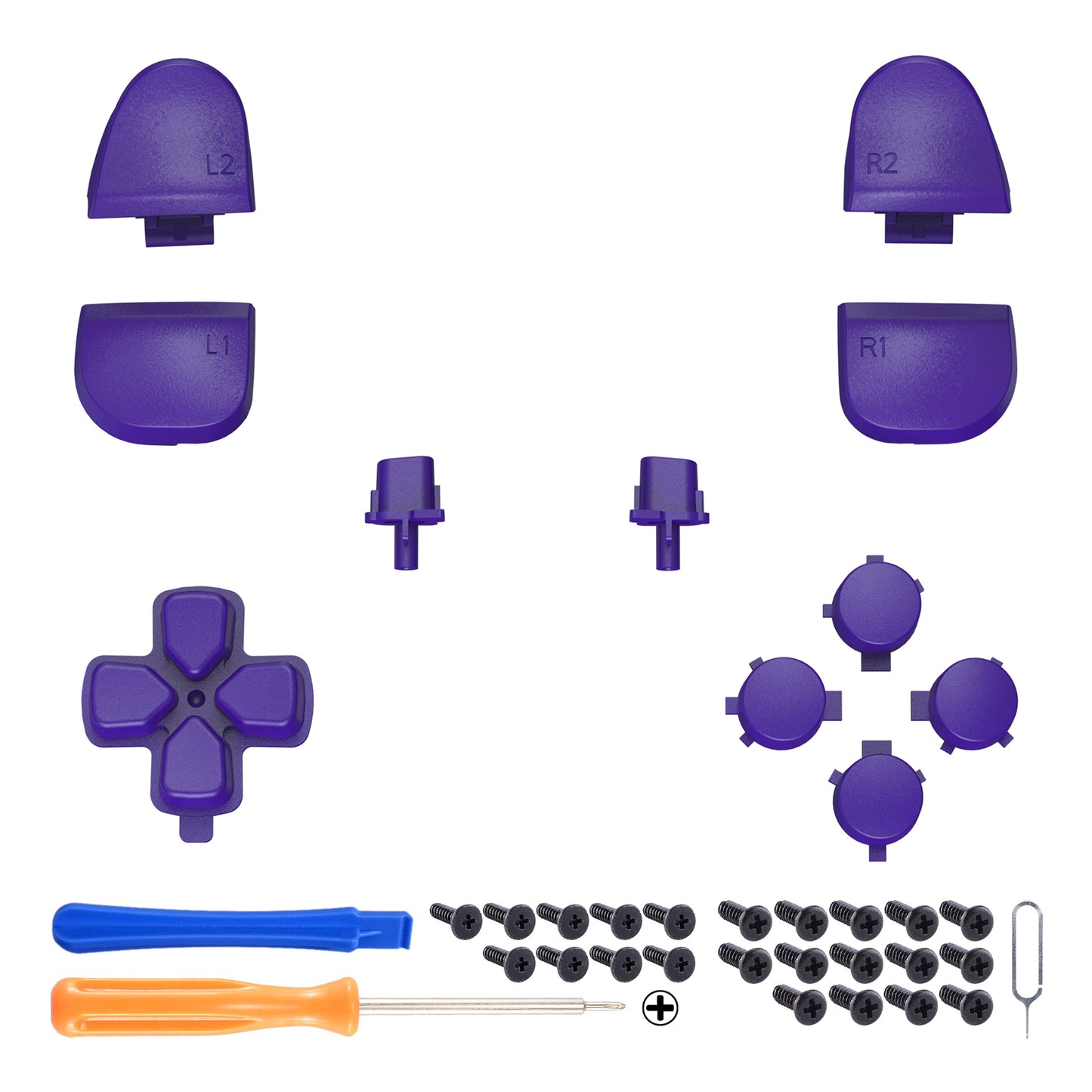 eXtremeRate Replacement Full Set Buttons Compatible with PS5 Controller BDM-030/040/050/060 - Purple